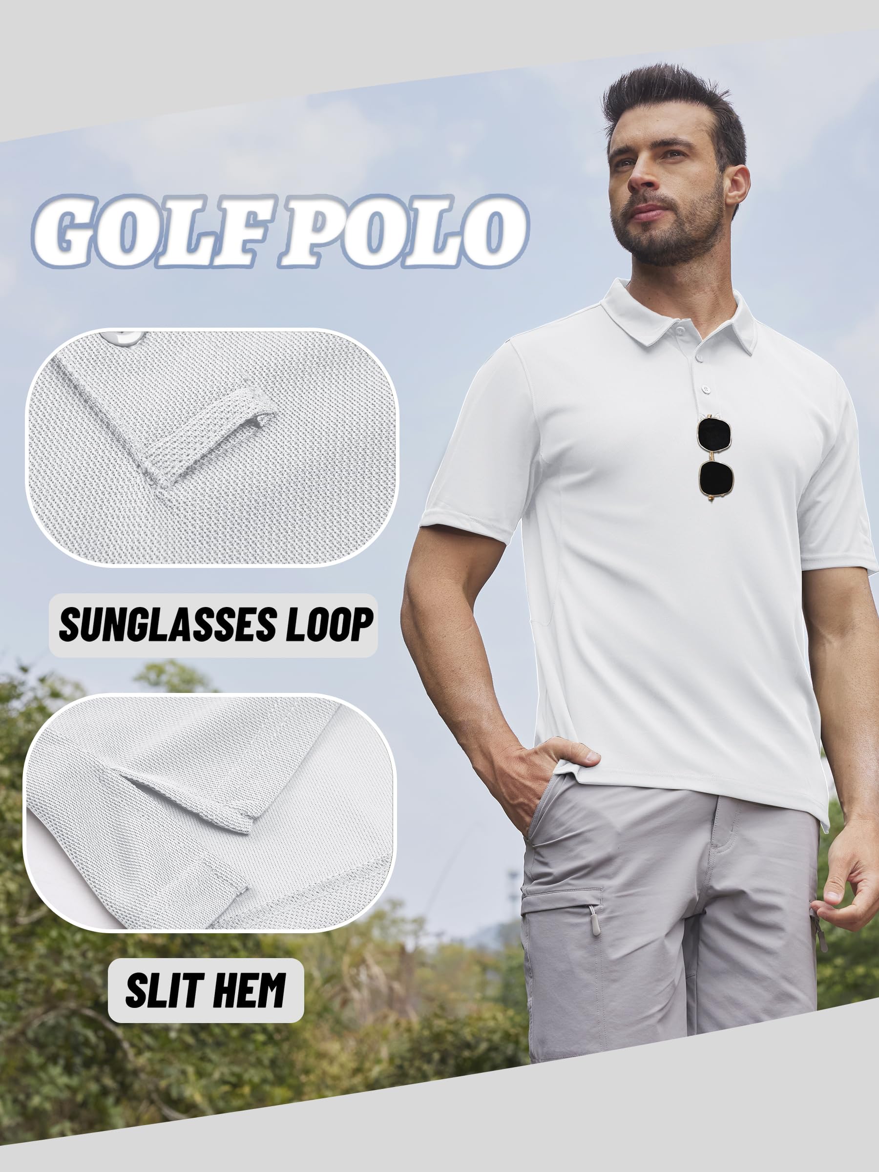 KEFITEVD Mens Quick Dry Polo Shirts Golf T Shirts Lightweight Summer Short Sleeve Tops - 5