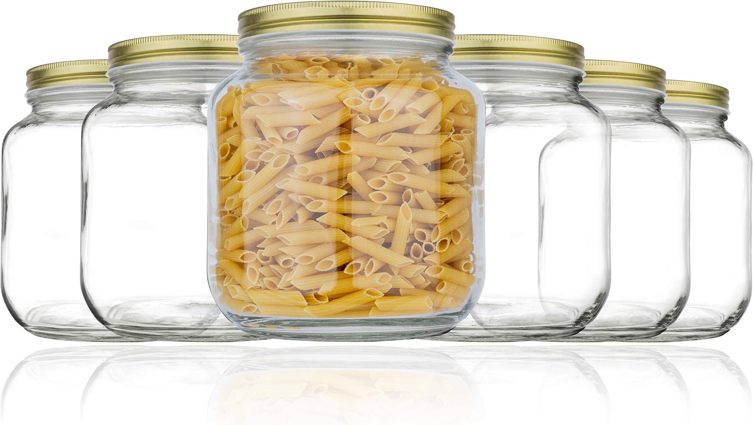 Skylety 12 Pack Half Gallon Mason Jar, Wide Mouth Glass Jar Bulk with Airtight Lid