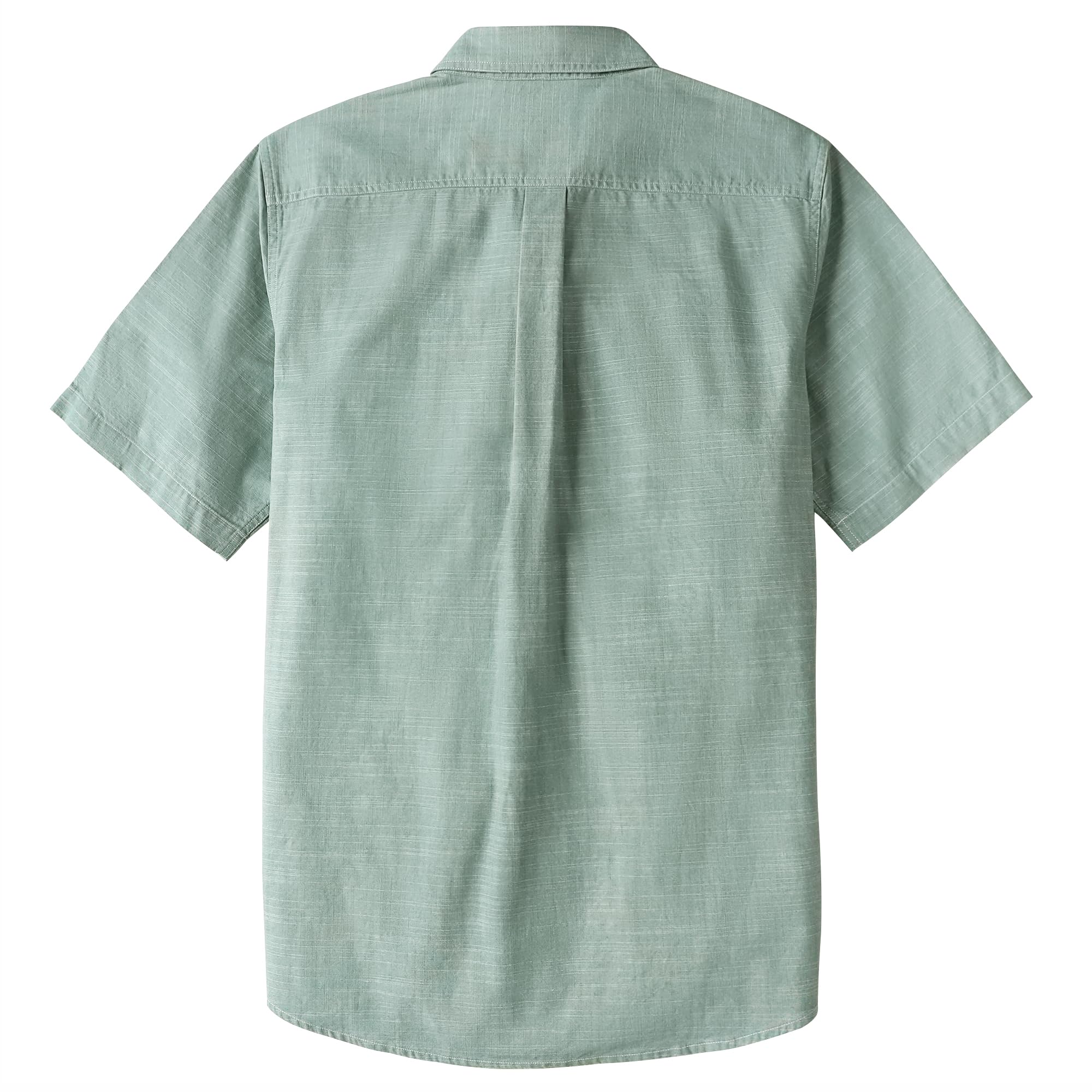Dubinik® Camicia Uomo Maniche Corte in Chambray Cotone Leggero vestibilità Regular Due Tasche Stile Urban Casual