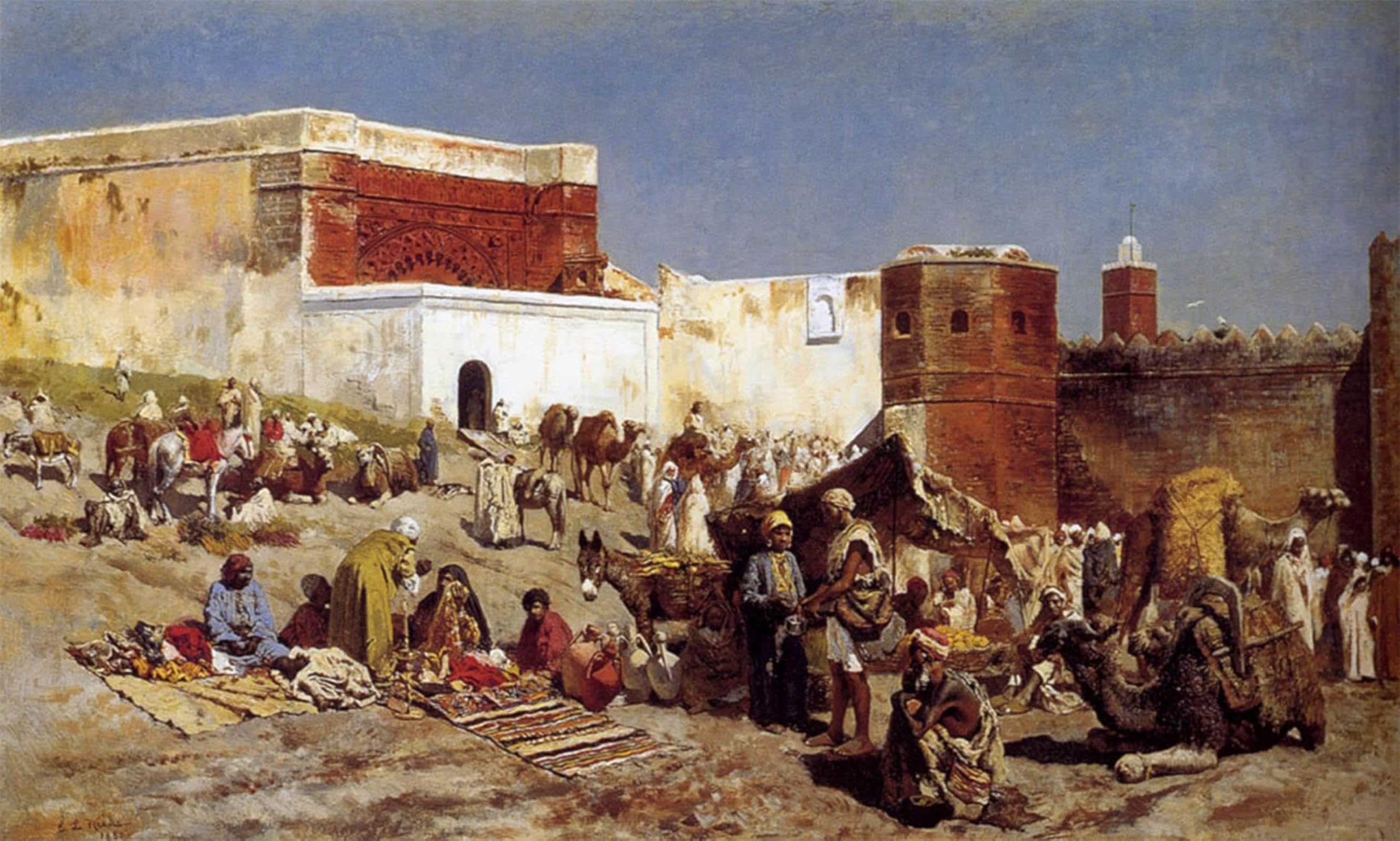 SERENDIPITP Vintage Wall Art Canvas Nordic Poster Canvas Print Picture Moroccan Market by Edwin Lord Weeks Wall Art Poster for Home Decor 60x90cm