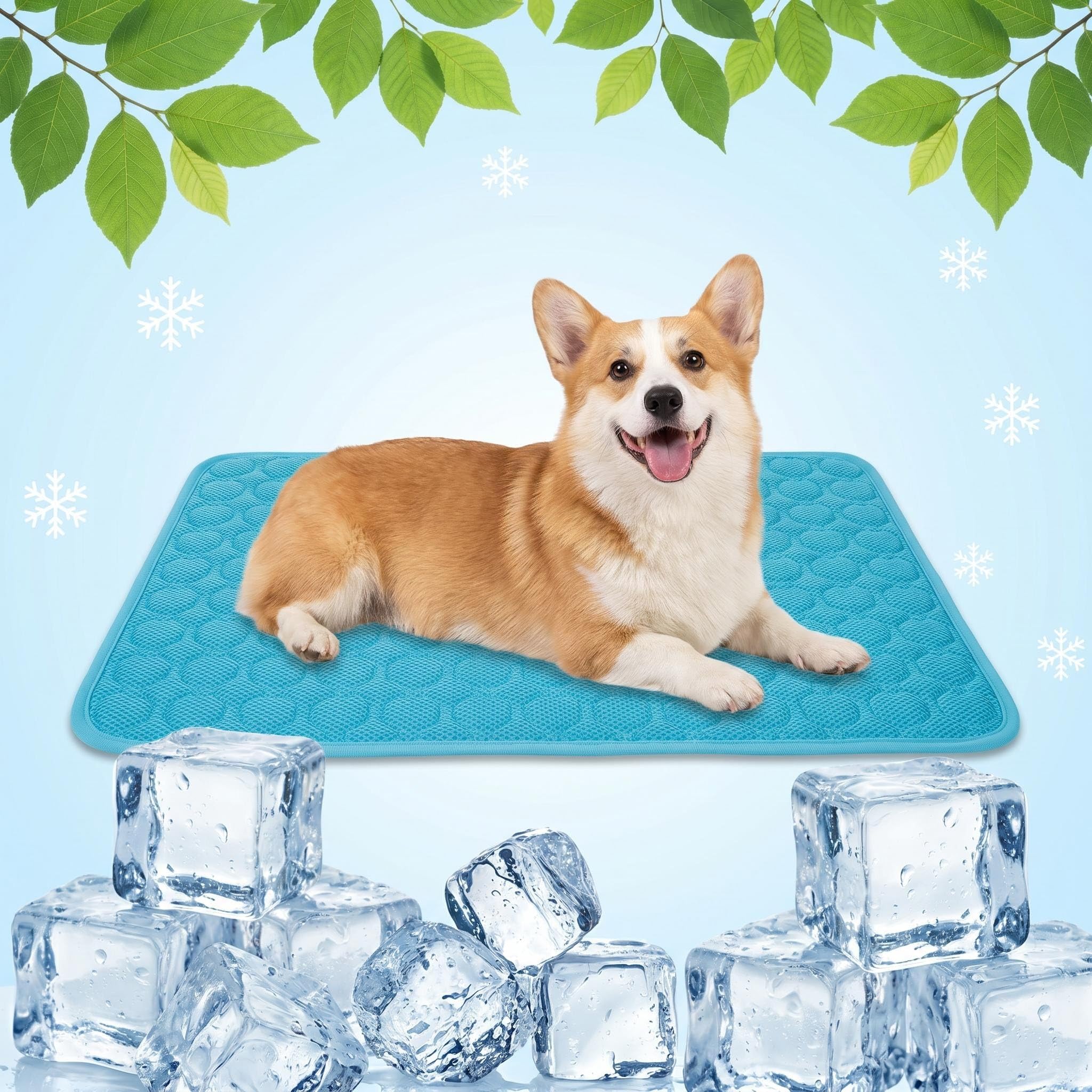 Mtbricey 2 in 1 Reversible Pet Cooling Mat 50x60cm Blue Breathable Mesh Pet Pad Lightweight Washable Fabric Blanket for Small Pets Perfect for Car Seats Carriers & Home