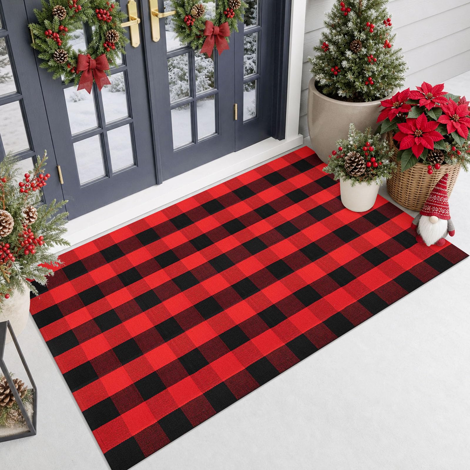 Black & White Striped Rug - Entryway Mat -24