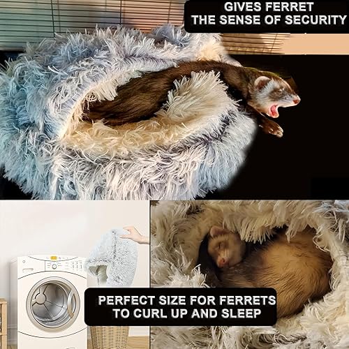 Miniatura 2 de Cama cueva y escondite de hurón, accesorios de cama de hurón para jaula (marrón)