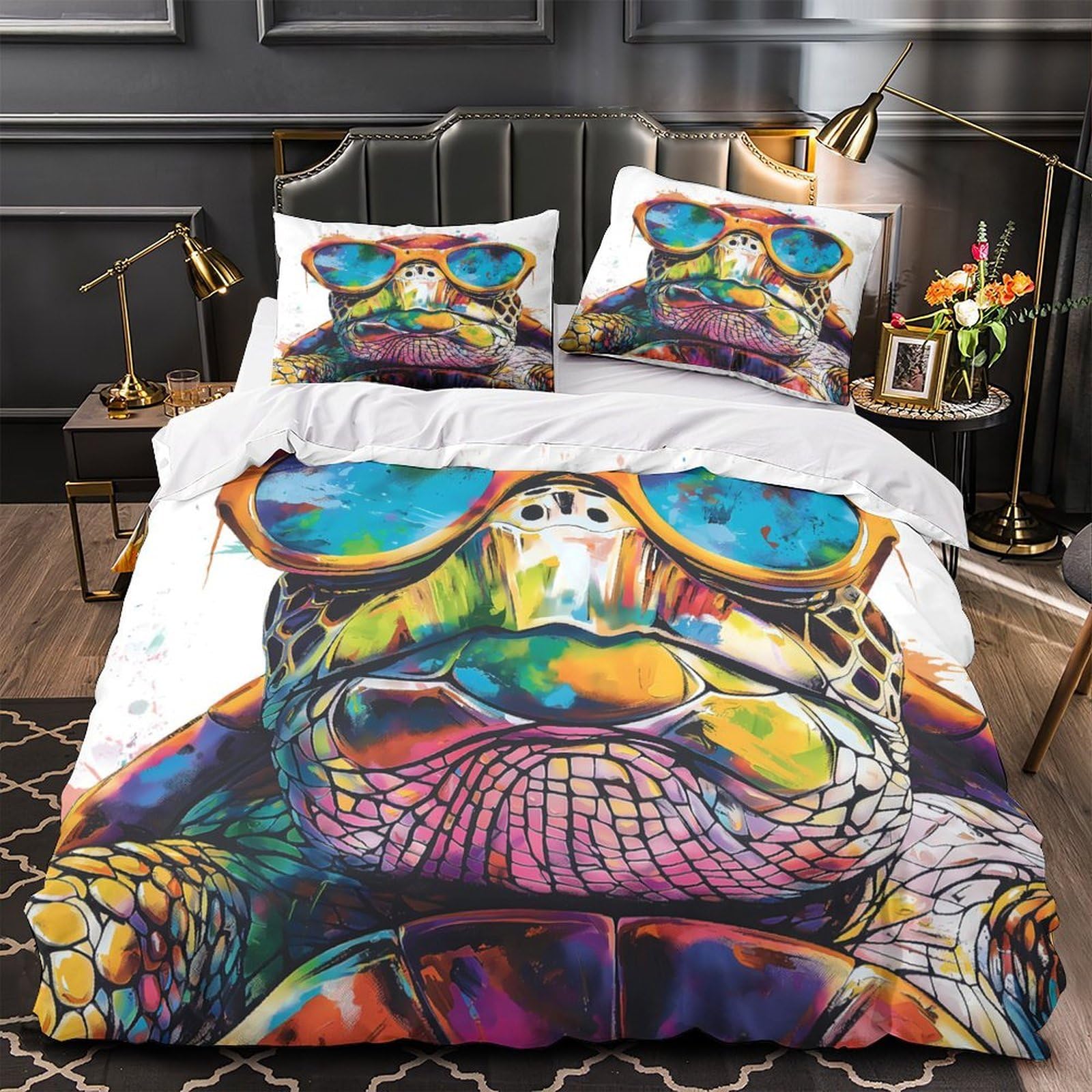 Housse de couette 200x200 girafe parure de lit microfibre ados