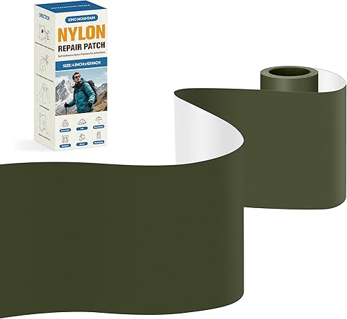 Vista 391 de KING MOUNTAIN Cinta de reparación de lona, parche para equipos para exteriores, 4 x 63 pulgadas, impermeable, autoadhesiva para reparar cubiertas