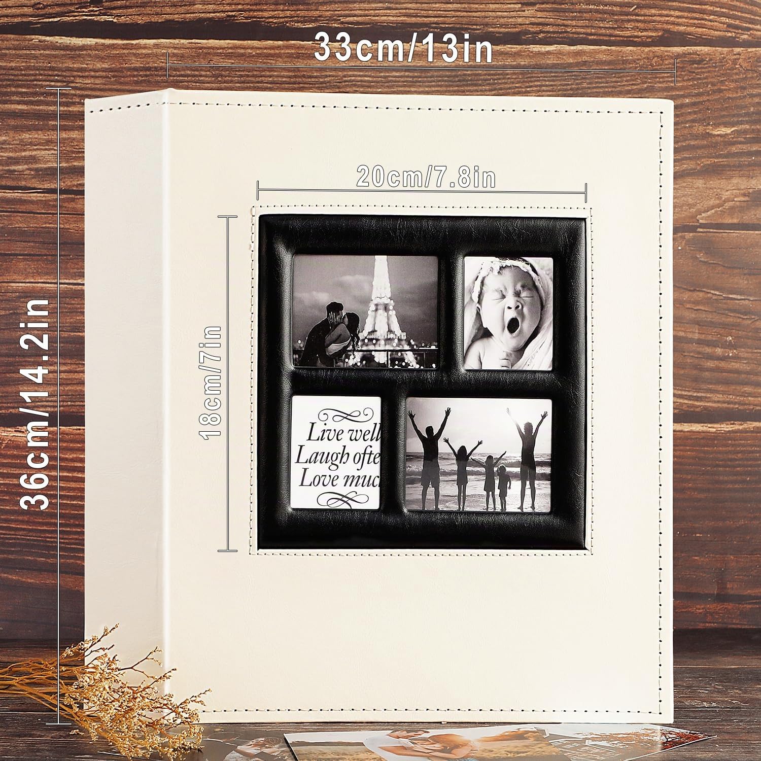 Ywlake Album Photo 10x15 1000 Pochette, Grand Geant Format Cuir Tissu Album pour Horizontal Vertical Photos Beige