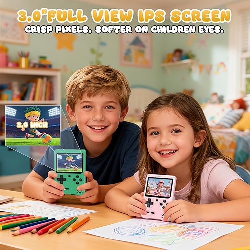 Miniatura 3 de Consola de juegos portátil, 500 videojuegos retro precargados con pantalla LCD de 3.0 pulgadas, batería recargable de 1200 mAh, mini juegos