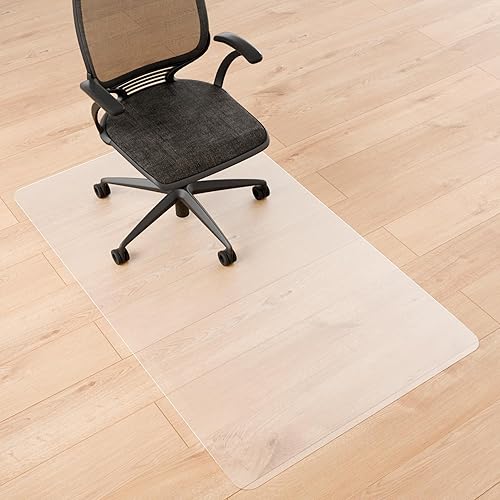 Tapete para silla de oficina para suelo alfombrado, 46 x 72 pulgadas, protector de suelo grande transparente de plástico fácil de deslizar, tapete