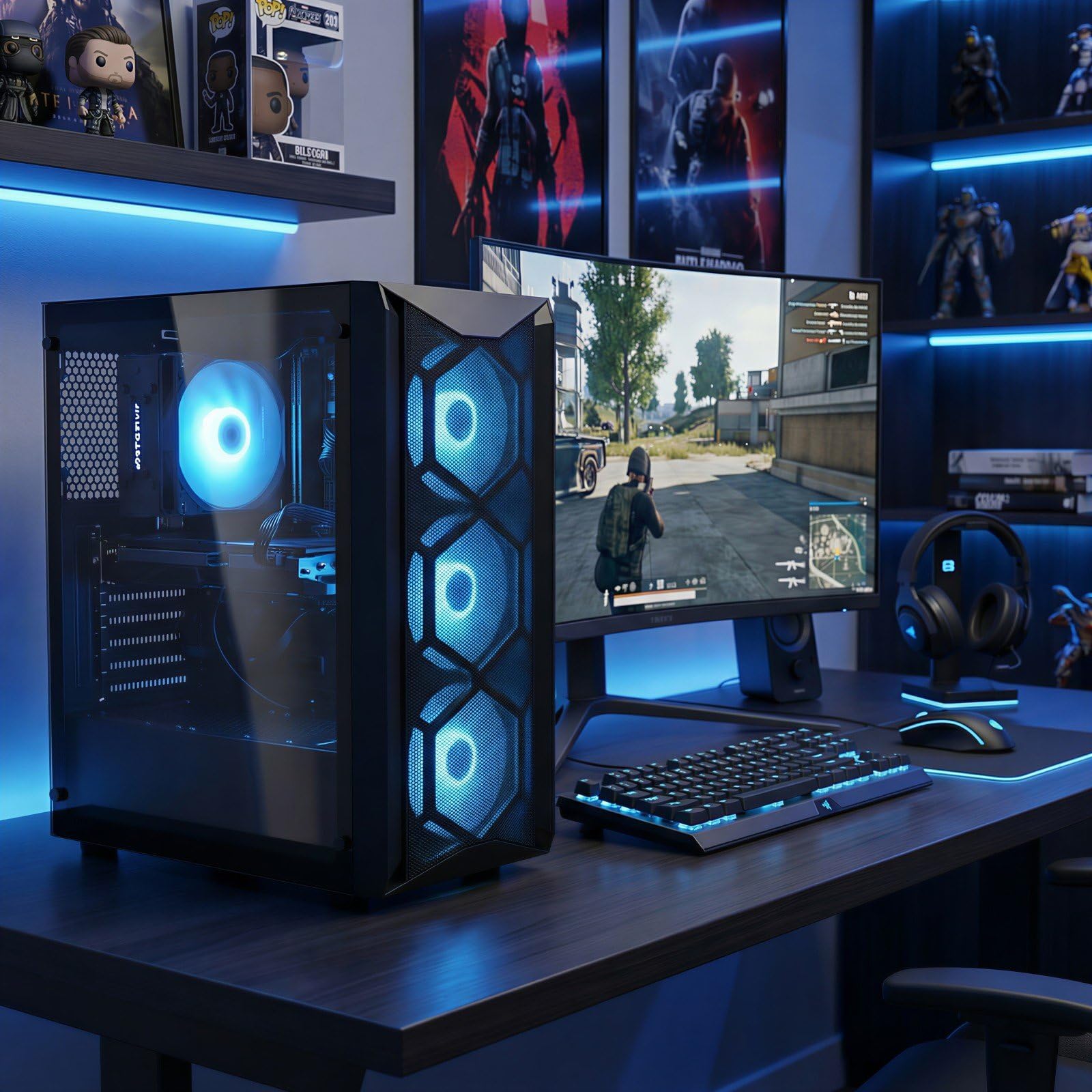 STGsivir Gaming PC, Core i7, RTX 3050 6G, 16G RAM, 512G SSD | Gaming Computer für Streaming,Videobearbeitung,Hausaufgaben, bis zu 3.9 GHz, WLAN 6, BT 5.0, 4K,HDMI,DP, Win11 Pro, ARGB