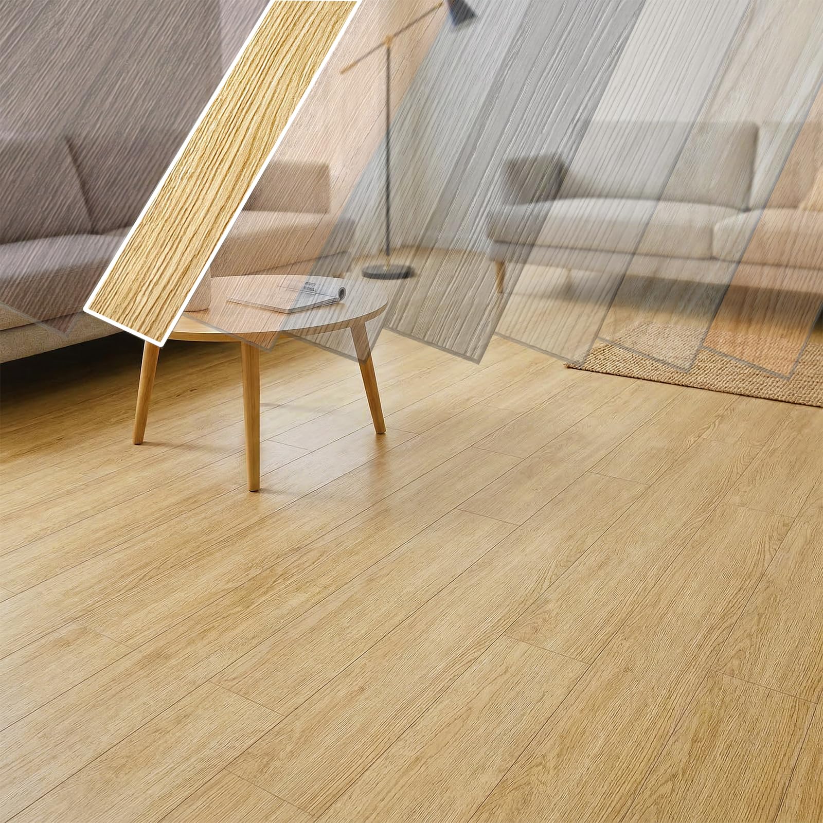 SAILUN 18 Pack Vinyl Plank Flooring Self Adhesive 2.51㎡ Wood Effect Peel Stick PVC Floor Planks Waterproof Wear-Resistant Flooring for Living Room, Kitchen & Bedroom (Yellow Oak)
