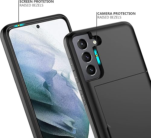 Miniatura 4 de Nvollnoe Funda protectora para Samsung S21 Plus con tarjetero de doble capa resistente para Galaxy S21 Plus, ranura para tarjeta oculta, funda