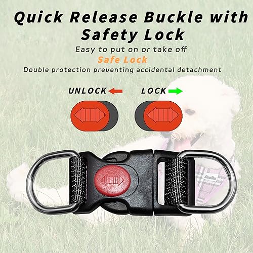 Miniatura 5 de Juego de arnés y correa para perro, arnés reflectante ajustable sin tirones con malla de aire acolchada para perros y gatos pequeños y medianos (S,