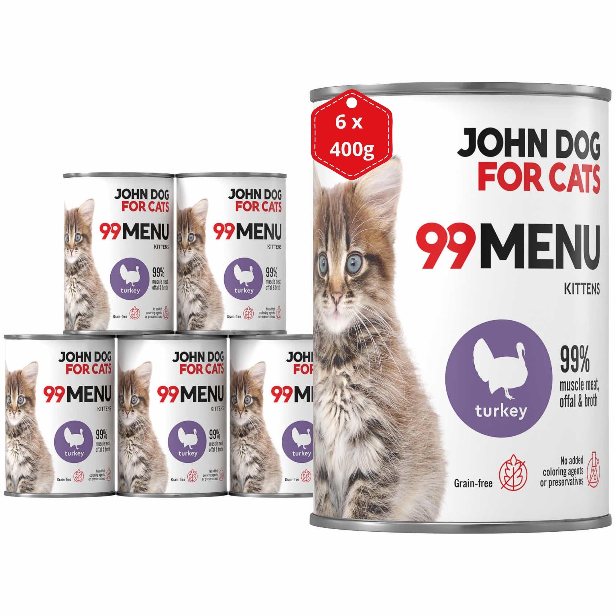 JOHN DOG KARMA MOKRA for Cats 99 MENU KOCIAK INDYK 400g*6