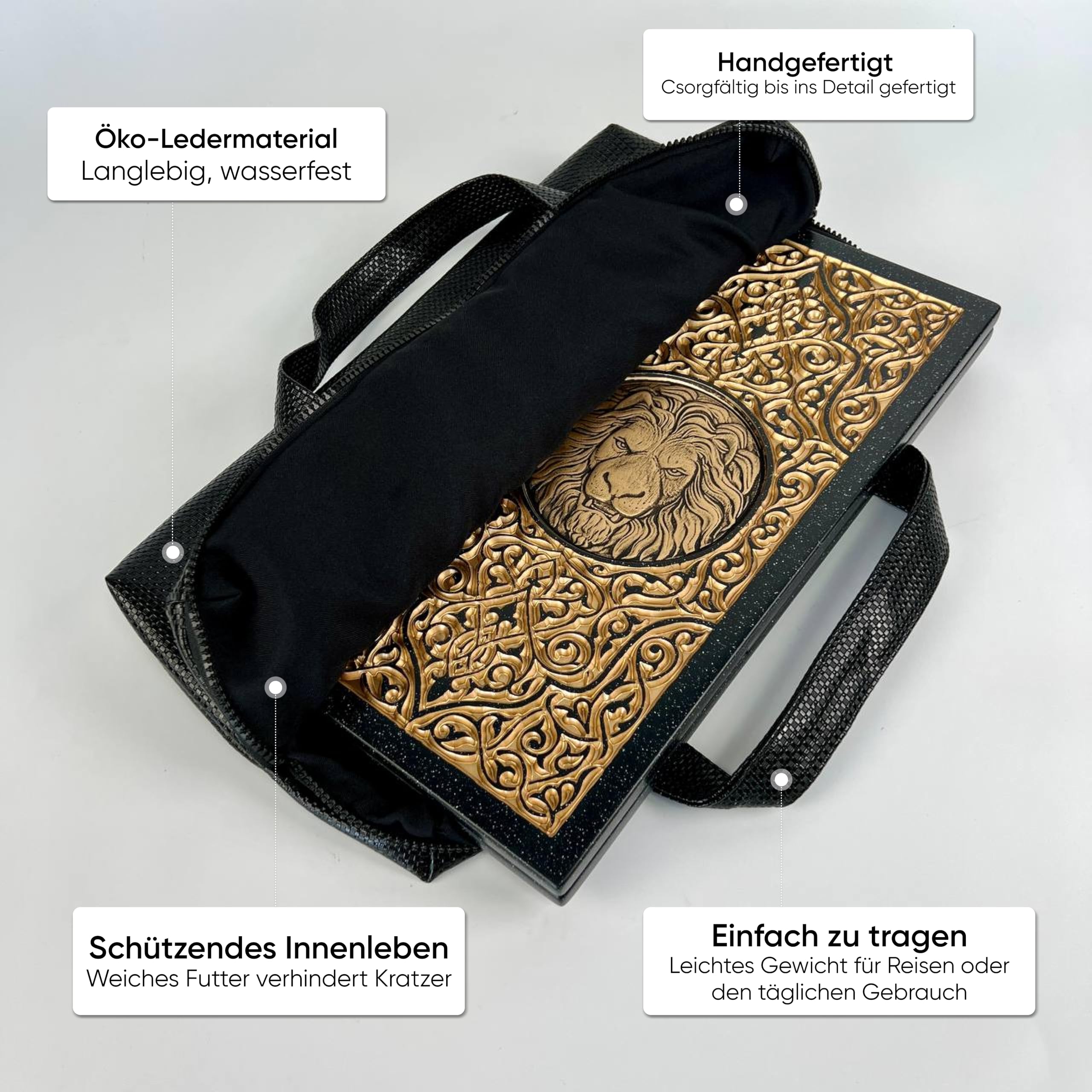 Backgammon aus schwarzem Acrylstein – Handgefertigtes Strategiespiel 37×18 cm – Geschenk mit Tasche & Spielsteinen für Männer Size: 37 cm (14,6 inch)
