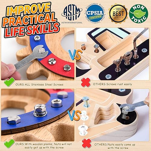 Miniatura 4 de Toddler Toys, Wooden Toys, Montessori Toys for 3 4 5, 35 in 1 Wooden Montessori Screwdriver Board Set, Learning Sensory Bin Toys Preschool Toys,