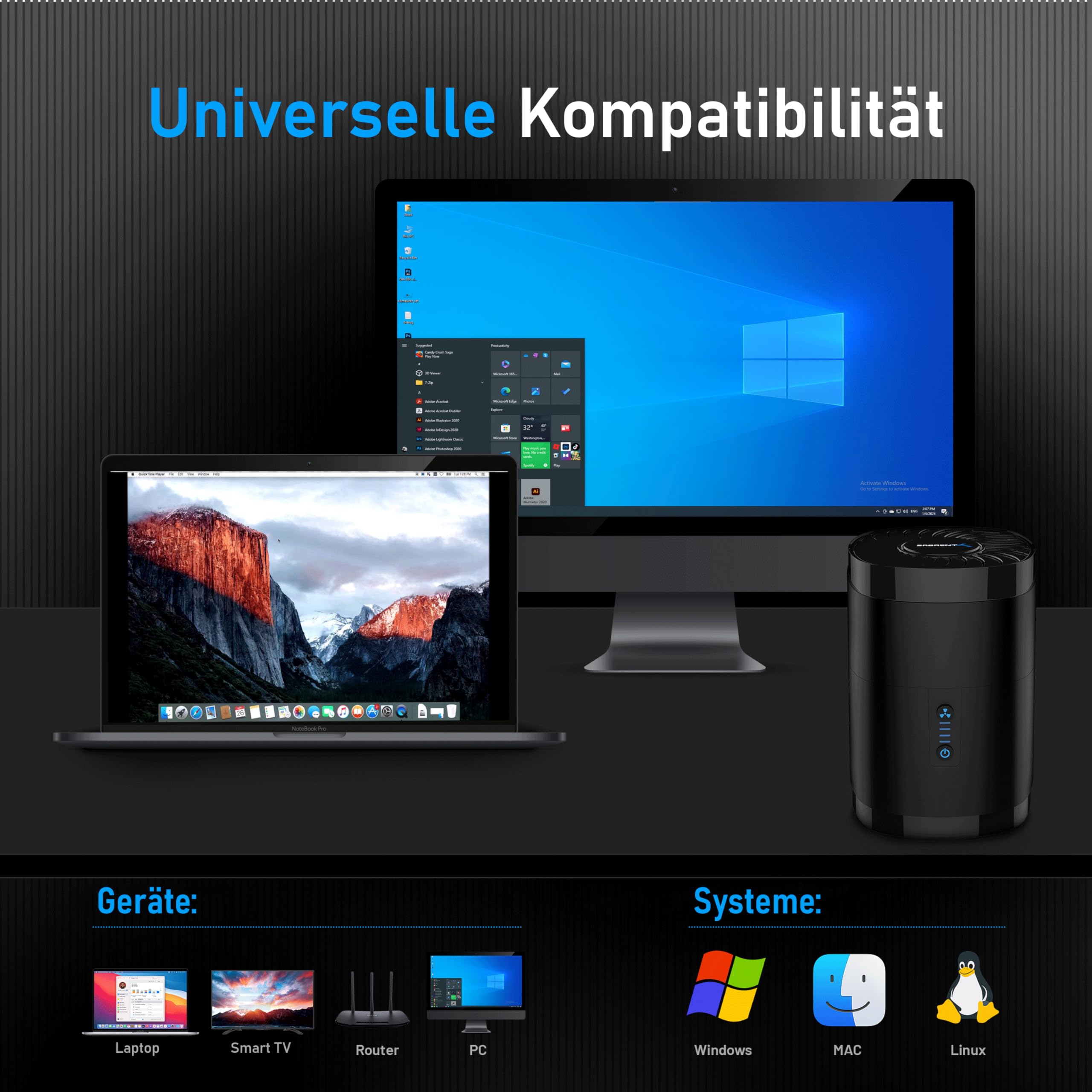 SABRENT 4 Bay Dockingstationen für 2.5 Festplatten USB A 5Gbps SATA HDD und SSD Dock mit Lüfter, unterstützt 2,5-Zoll-Laufwerke mit Einer maximalen Dicke von 12,5 mm (DS-4SSD)