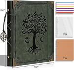 Vintage Scrapbook Album Travel Photo Album with Writing Space 4x6 120 Pockets Photo & 40 Journaling Pages DIY Memory Photo Book Photo Scrapbook Album Kit for Wedding Family Vacation, Green