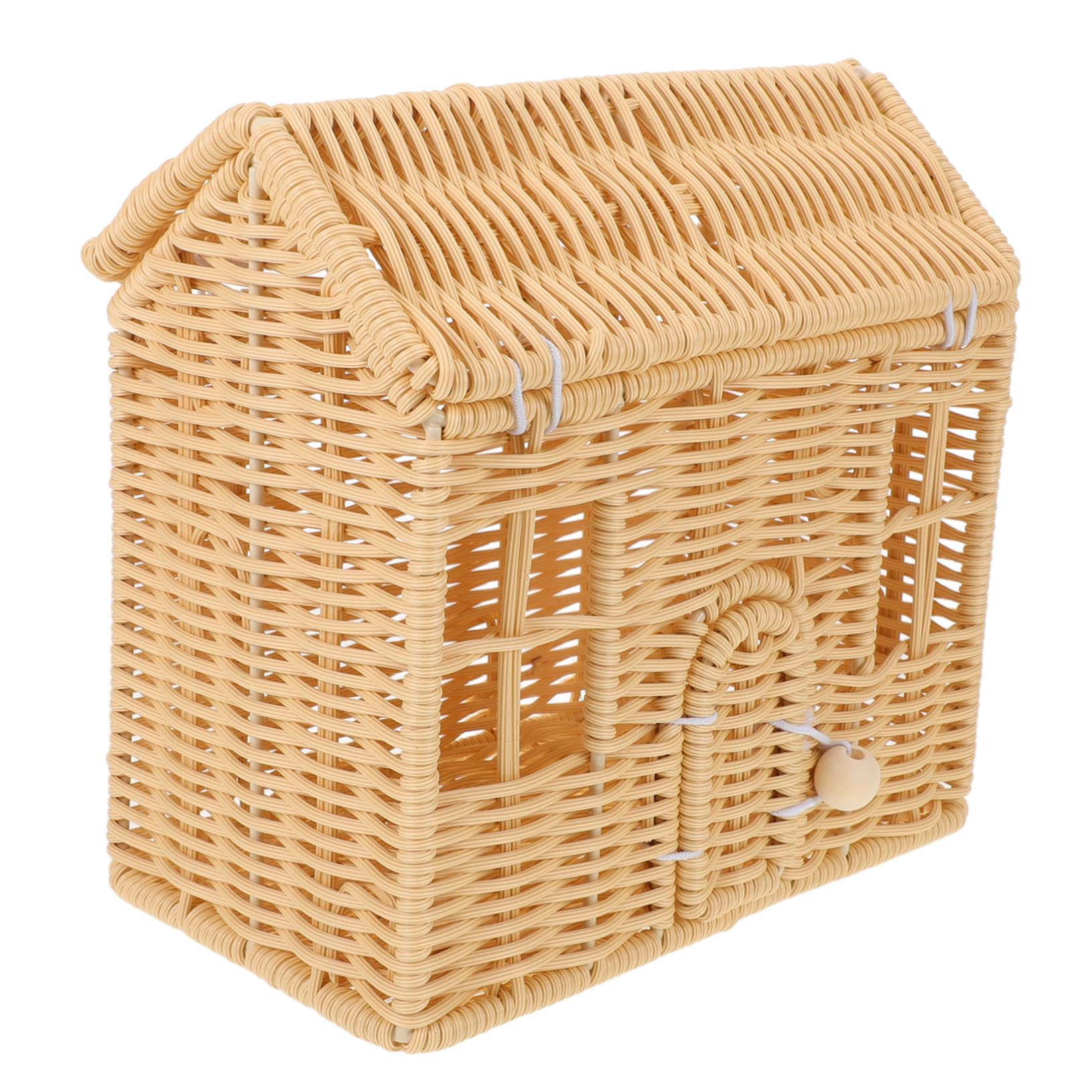 Cesta De Dulces Navideña Hecha Mano Con Asa Para Dulces y Chocolates Recipiente De Ratán Sintético Con Forma De Casa Para Recuerdos De Fiesta