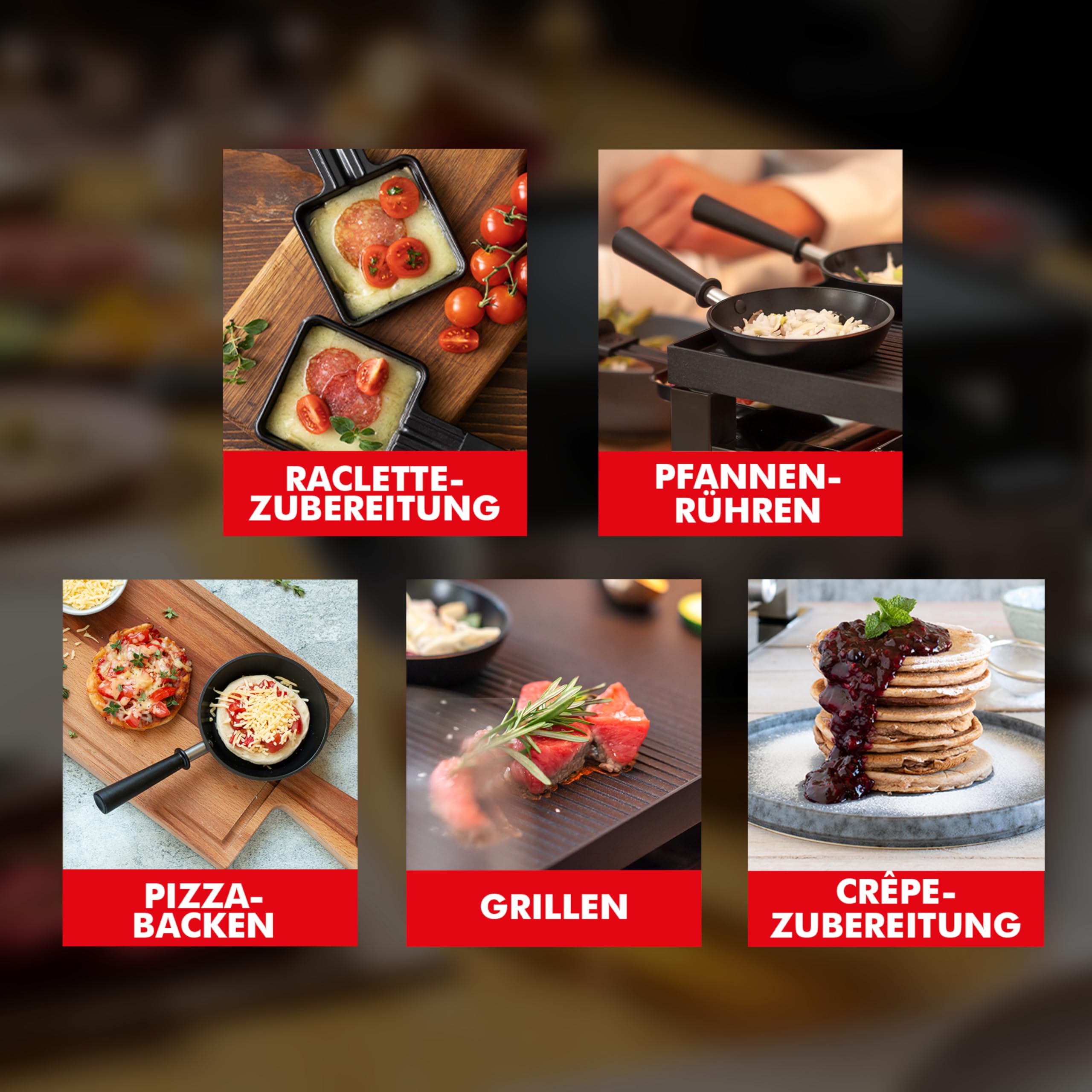 Solis 5 in 1 Table Grill 791 Raclette 8 Personen - Raclette + Tischgrill + Wok + Pizza Grill + Crêpes - Elektrogrill - 1400W - Edelstahl