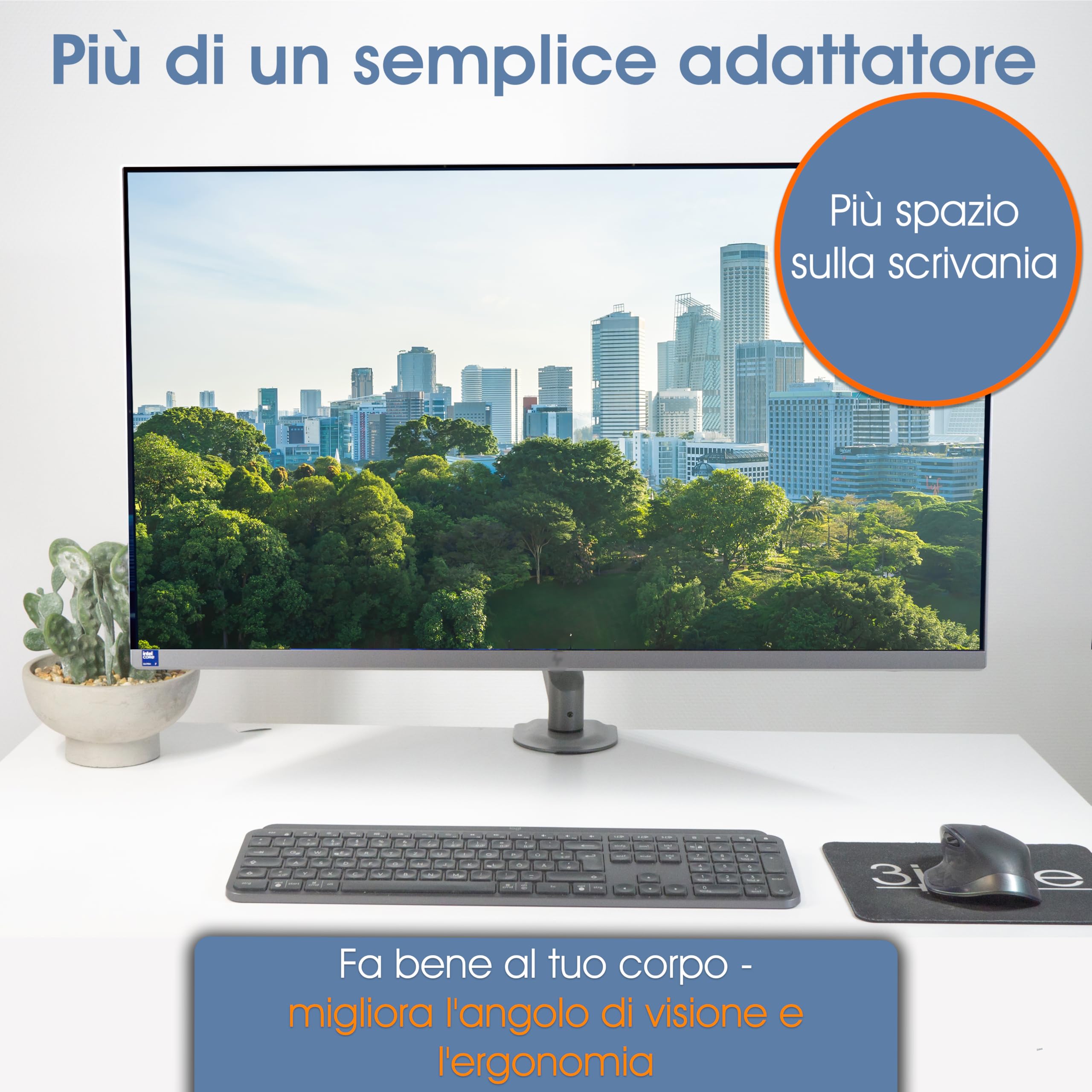 3IDEE Pacchetto adattatori VESA per Monitor HP Serie 5 e MF (524sa, 524sf, 524sw, 527sa, 527sf, 527sw, 532sf, M22f, M24f, M27f, M32f) - Adattatore per Supporto Monitor 75x75 mm - 2 pz.