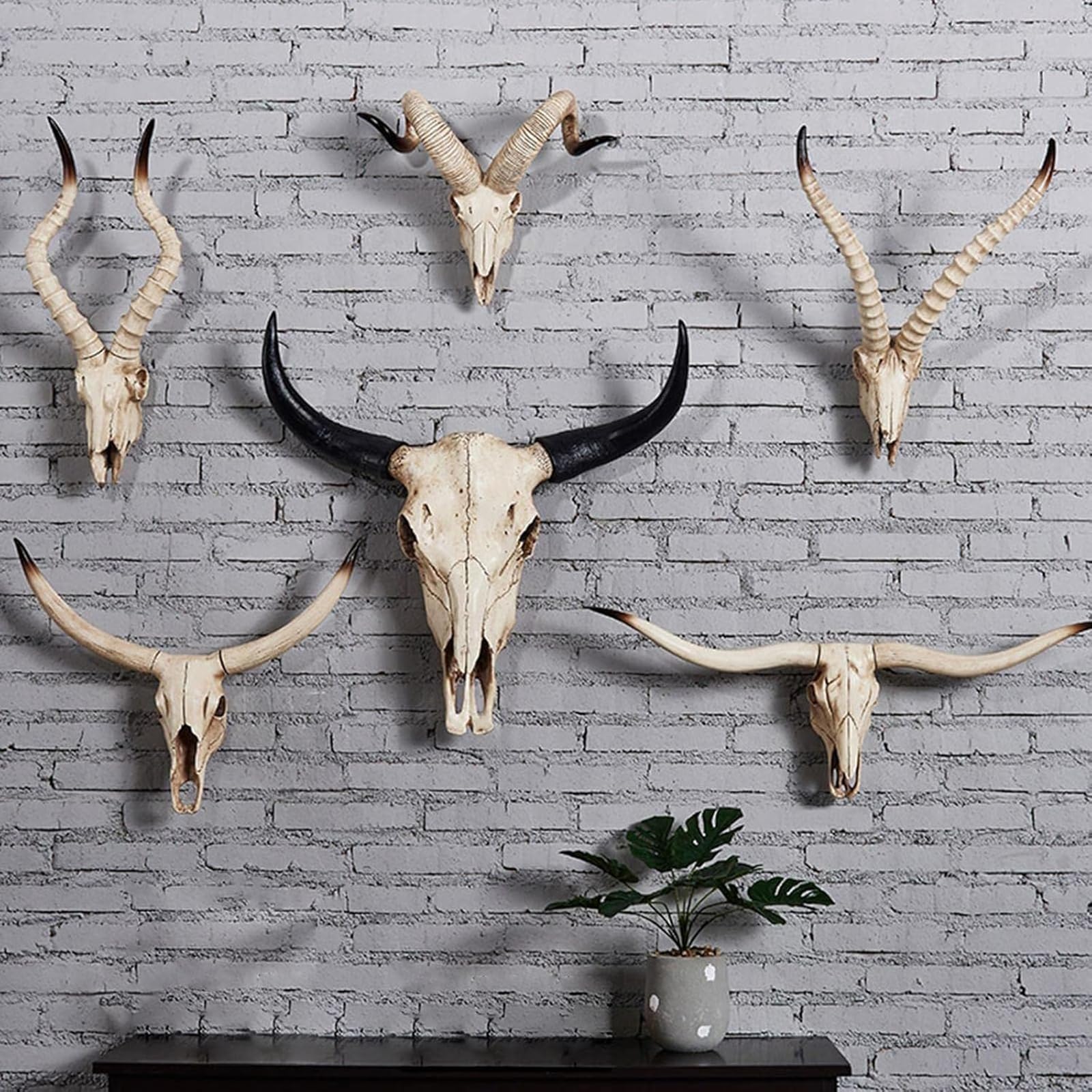 Decorazione da parete in resina a forma di teschi di animali, decorazione da parete in stile occidentale per la casa, 64 x 46 cm