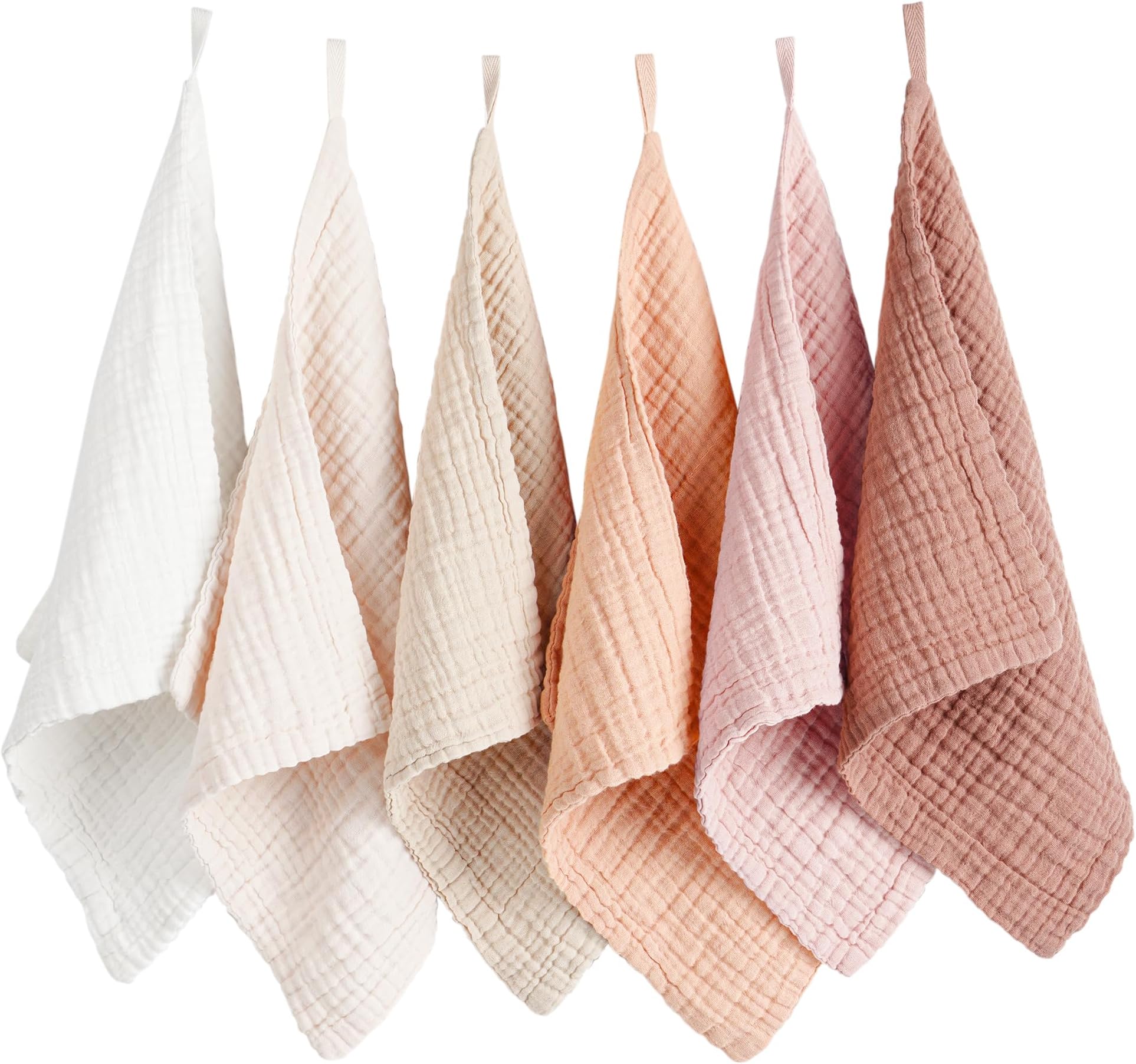 Konssy 6 Pack Baby Muslin Washcloths for Unisex 100% Cotton Wash Cloth Set for Baby Face Body Comfy and Soft for Newborn Infants Kids Girls and Boys