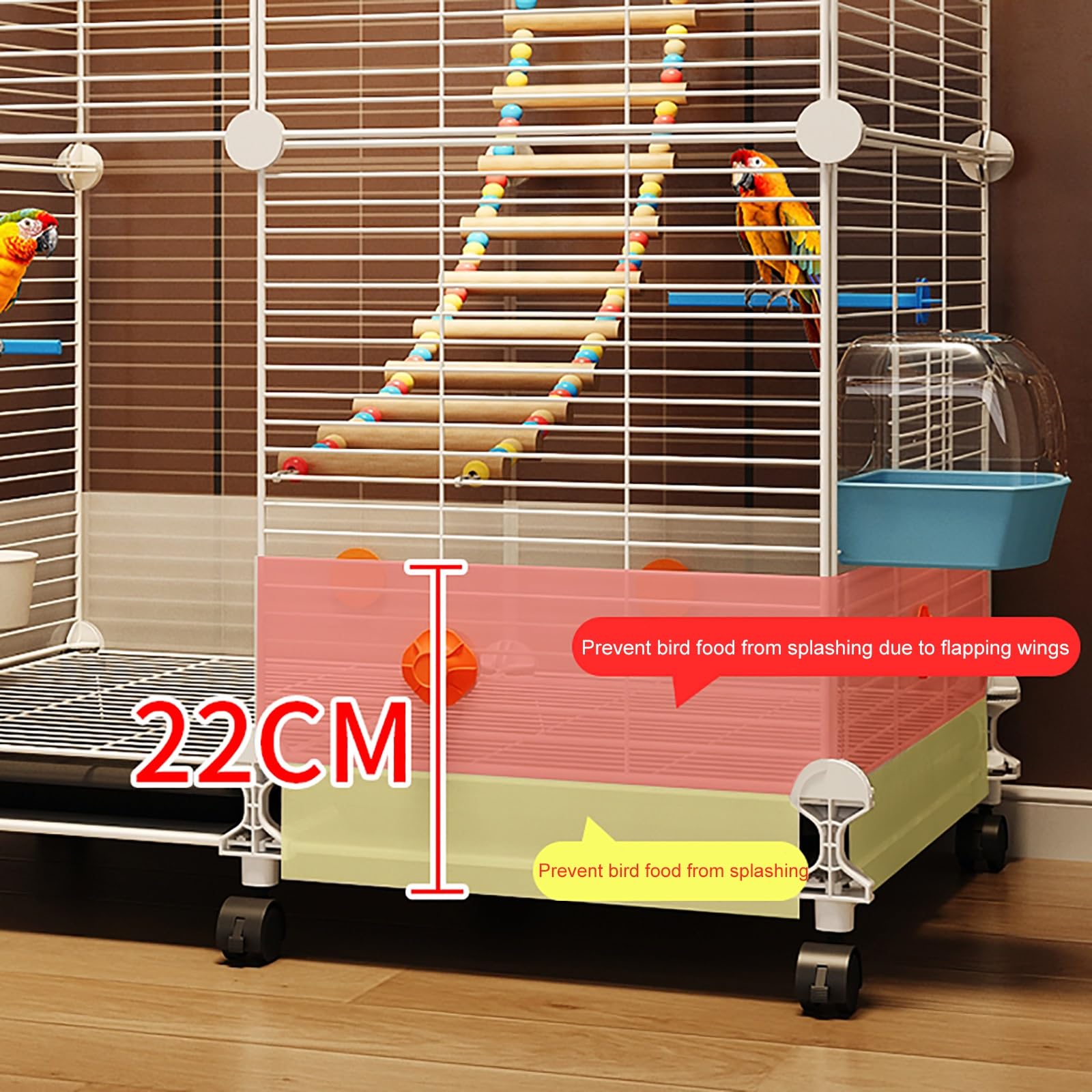 Jaula Grande para Loros, con Ruedas Universales de 360°, Jaula Loro Grande, con Ruedas y Bandeja, para Cacatúas, Canarios y Periquitos