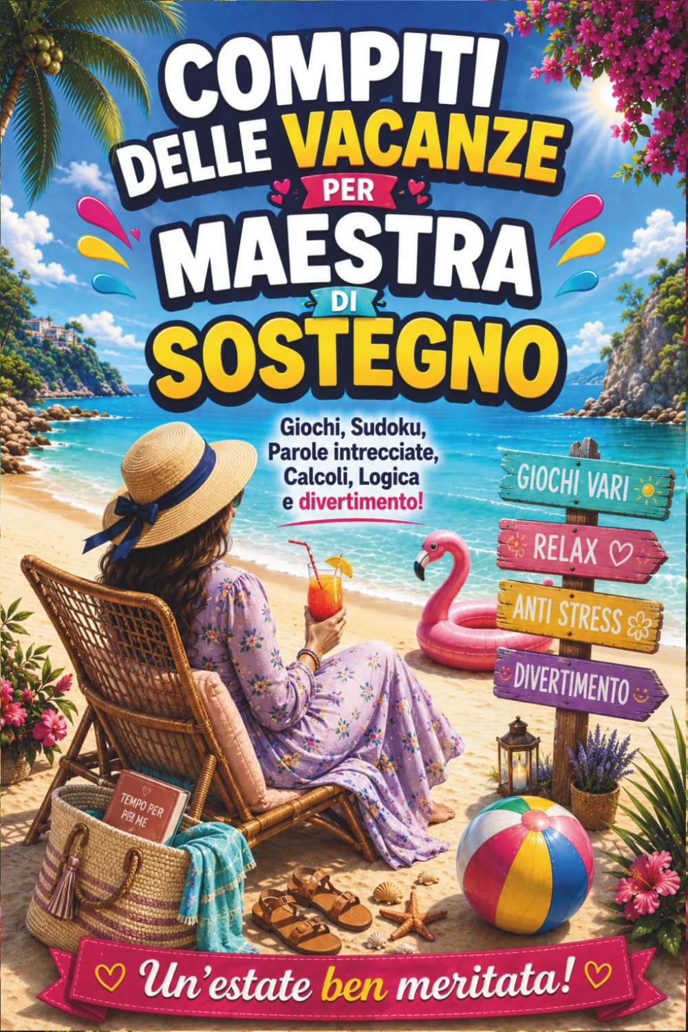 regalo maestra di sostegno fine anno – Compiti delle vacanze per maestra di sostegno: Sudoku, labirinti, parole nascoste e tanto relax – Un regalo personalizzato e originale per insegnante di sostengo