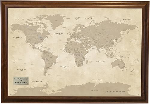 Miniatura 26 de Push Pin Travel Maps Pósteres e impresiones – Mapa de pines enmarcado negro rústico – 27.5 x 39.5 pulgadas – 8 opciones de marco hecho a mano –