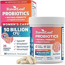 Probiotics for Women, 50 Billion CFU, 26 Unique Strains, Women's Probiotic and Prebiotics Support Digestive Health, w/Cranberry, Hibiscus & D-Mannose for Vaginal PH Balance, Urinary, Gut (30 Caps)