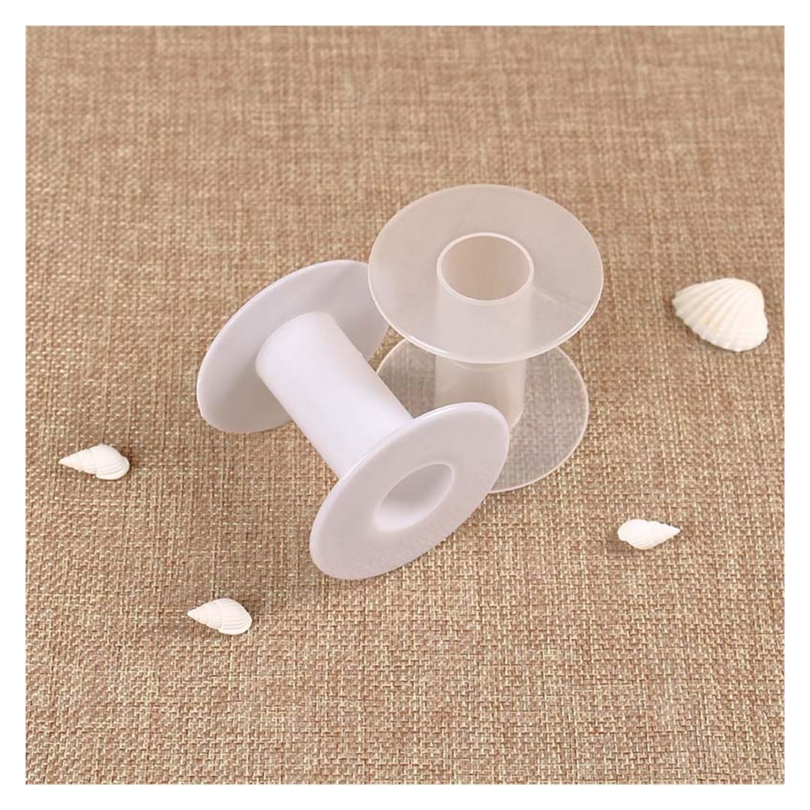 Bobina de papel vacía 10-100Pc 58mm plástico blanco transparente carrete de hilo vacío bobinas en blanco bobinadora coser herramienta de almacenamiento de punto de(5.5X7X18,20Pcs)