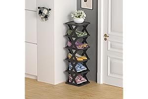 Shoe Racks for Bedroom Plastic Organizer for Closet 6 Tier Shoe Storage...