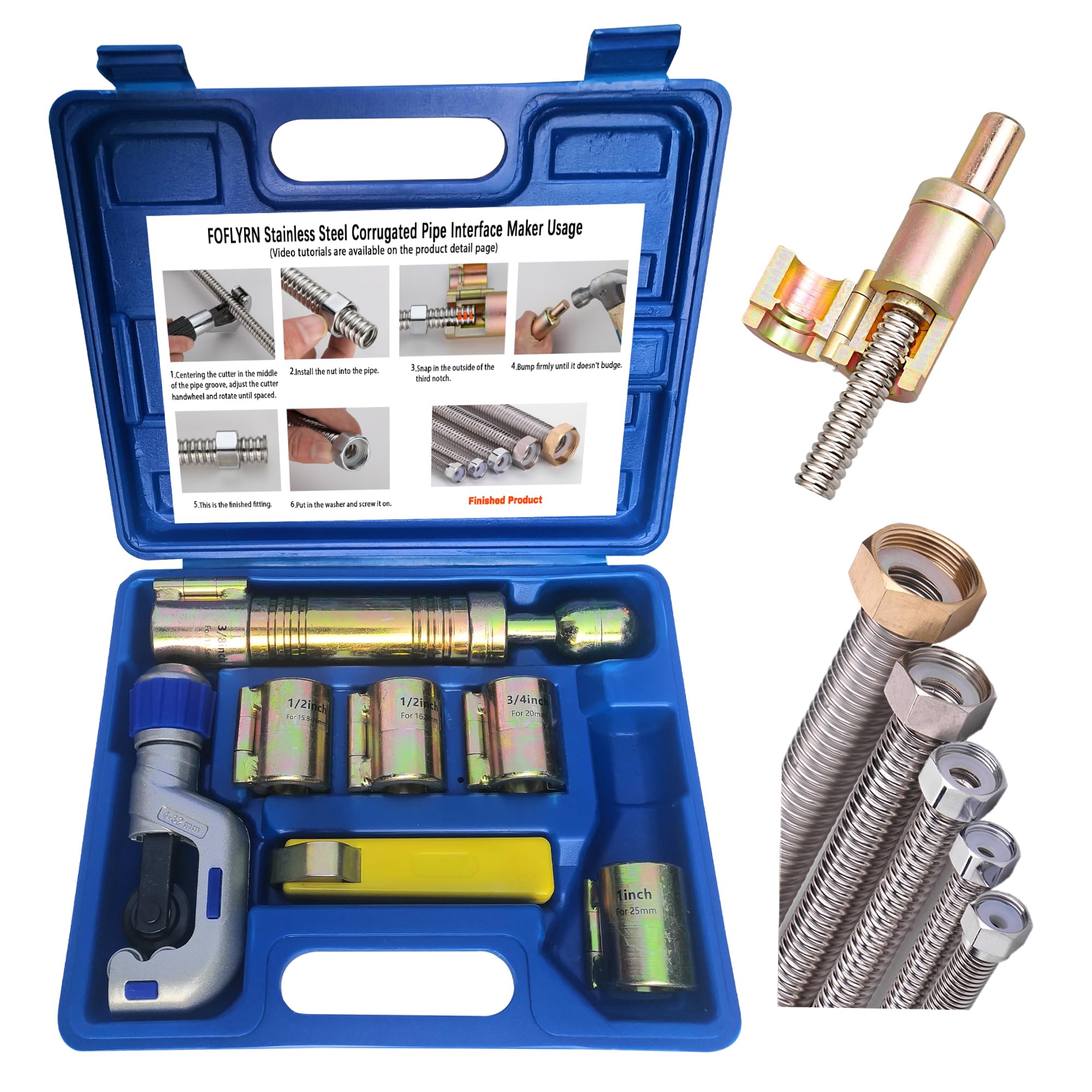 Corrugated Pipe Interface Maker,Corrugated Interface Processing Tool,7PCS.