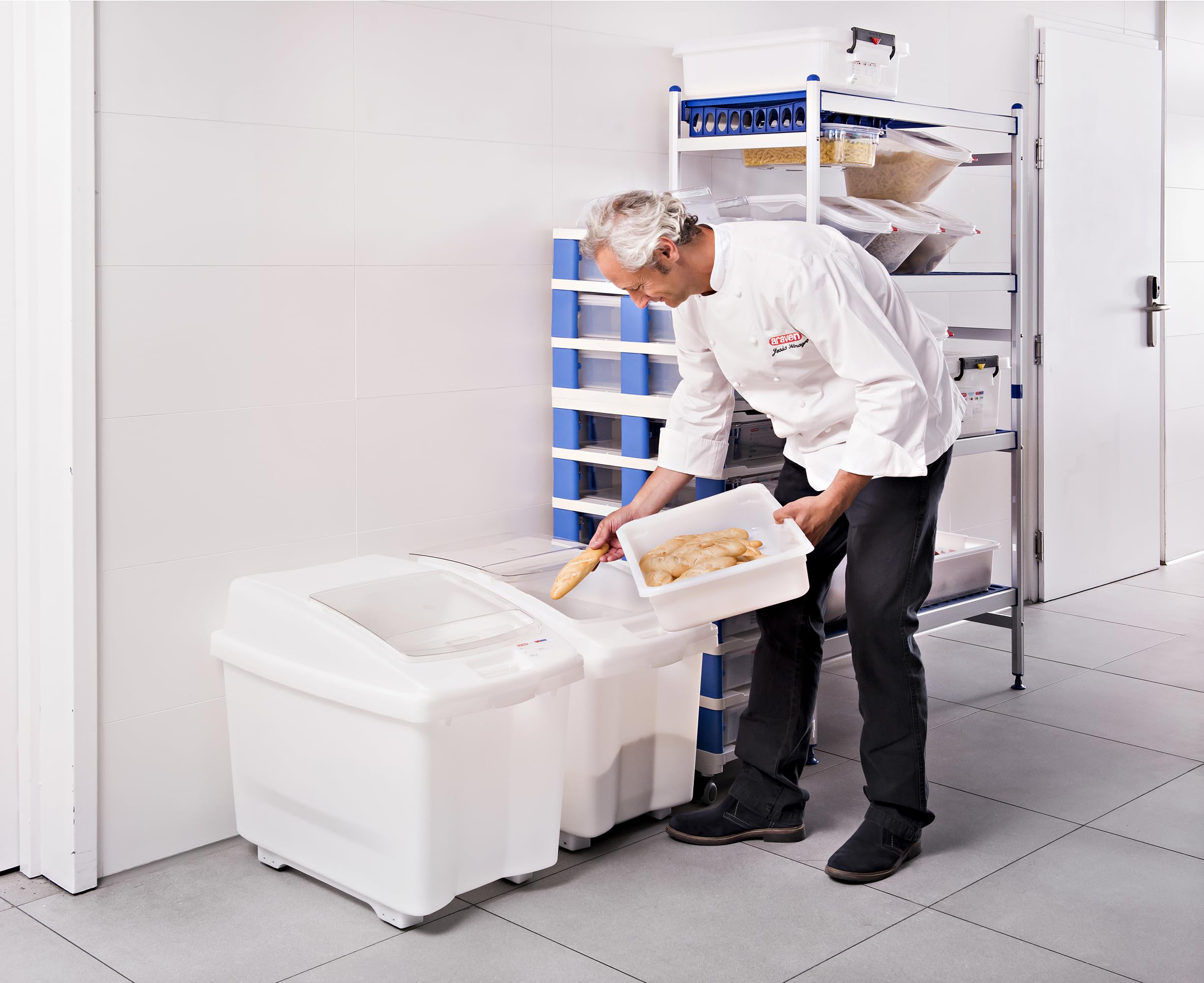 Araven Mestolame Tramoggia Contenitore Alimenti da 100 Litri in Plastica Resistente