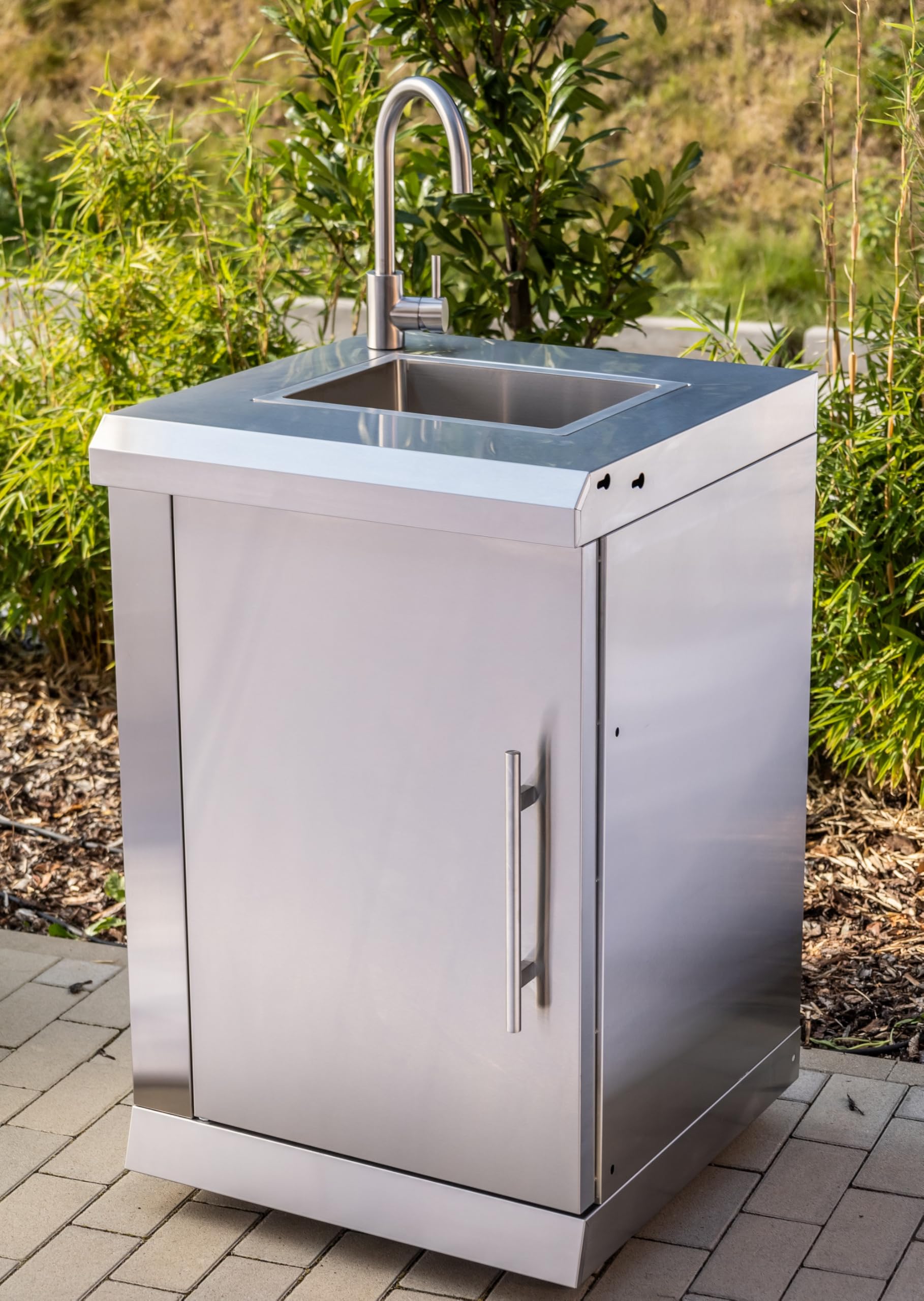 Ondis24 Cucina all'aperto cucina barbecue a gas frigorifero lavello in acciaio inox