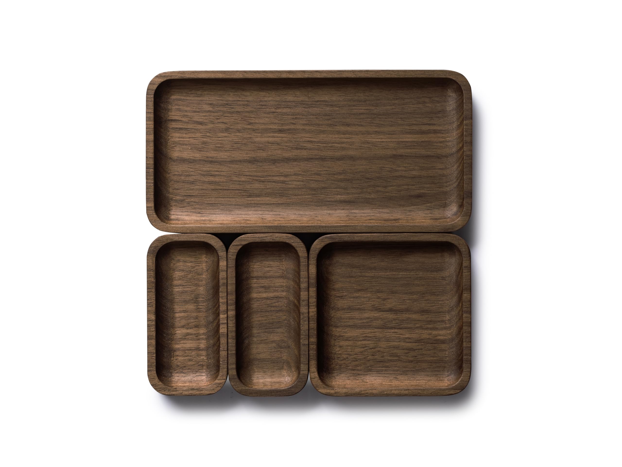 OAKYWOOD - Holztabletts Schreibtisch Organizer - Papierablage aus Massivholz, Dokumentenhalter - Büro Organizer, Handy Tablet Halterung - für Büro Zuhause Schule - Set mit 2 Kleinen - Walnuss