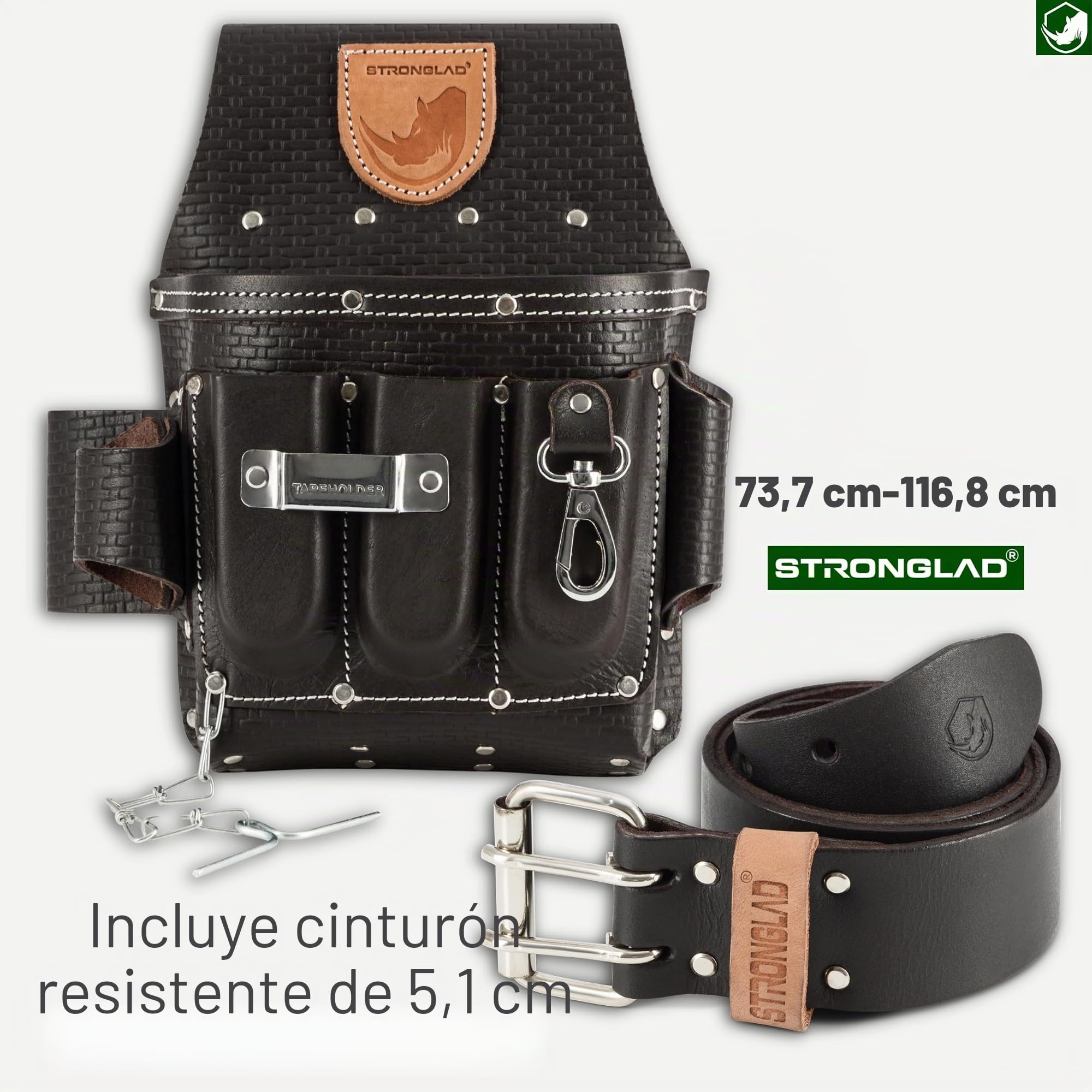 STRONGLAD Bolsa de herramientas de cuero, cinturones para hombres y mujeres, electricistas, bolsa de trabajo de utilidad para paneles de yeso, cinturón de herramientas de construcción de carpintero,