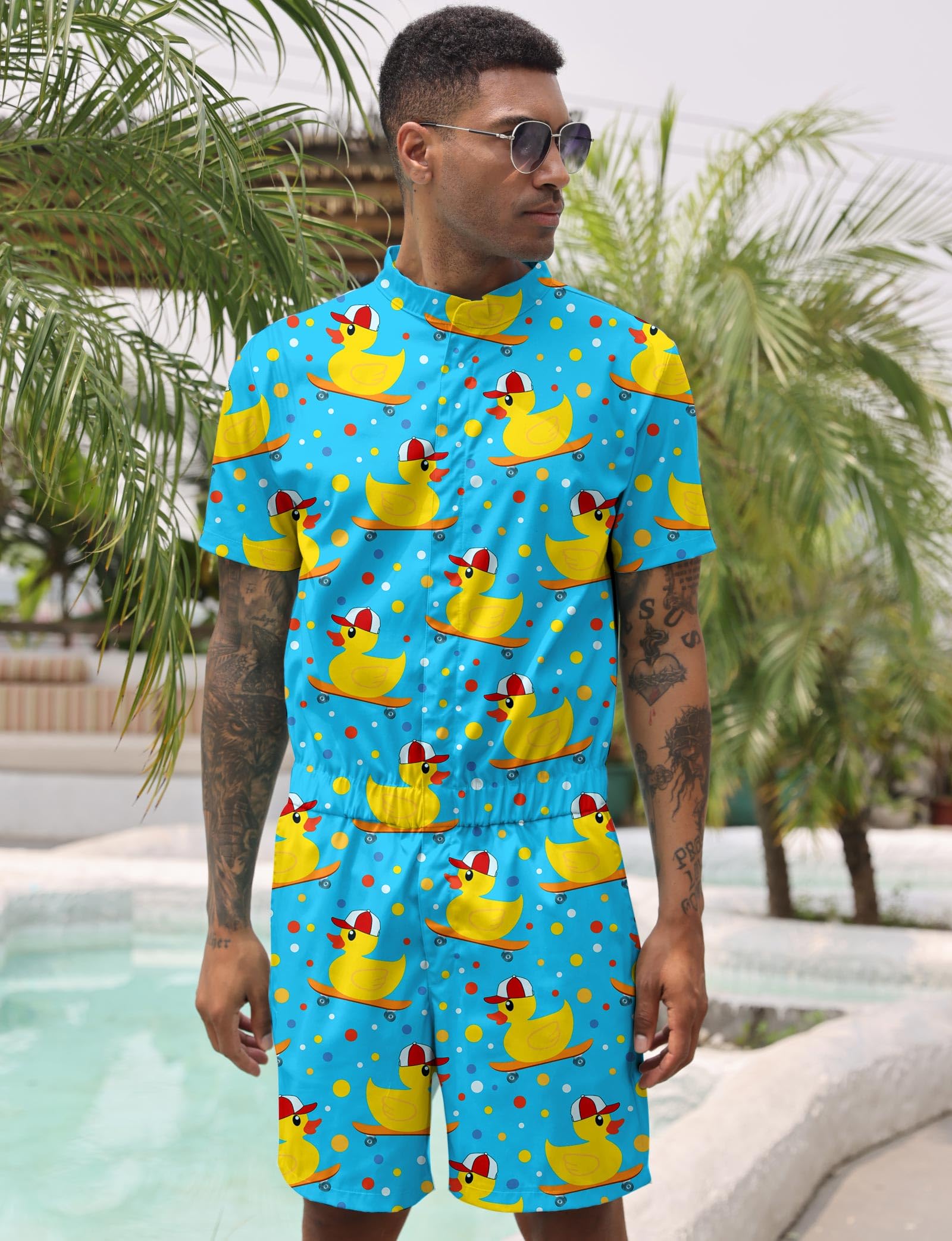 Goodstoworld Barboteuse hawaïenne tendance avec fermeture éclair et poche S-XXL
