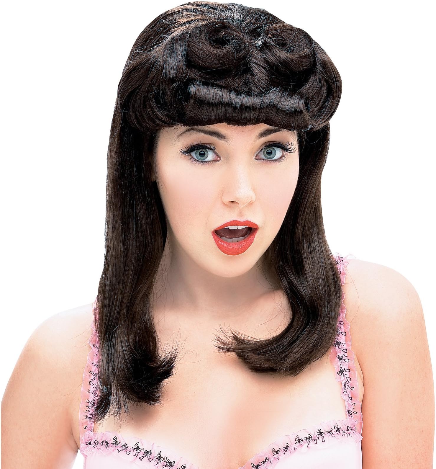 Pin Up Girl Brown Wig - Adult Std.