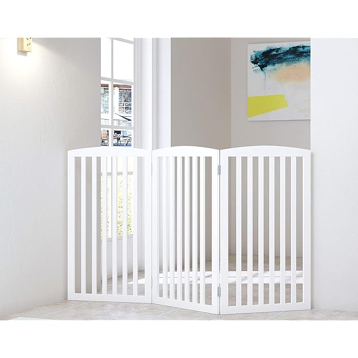 Buy PAWLAND Wooden Freestanding Foldable Pet Gate for Dogs, 3 Panel, 36