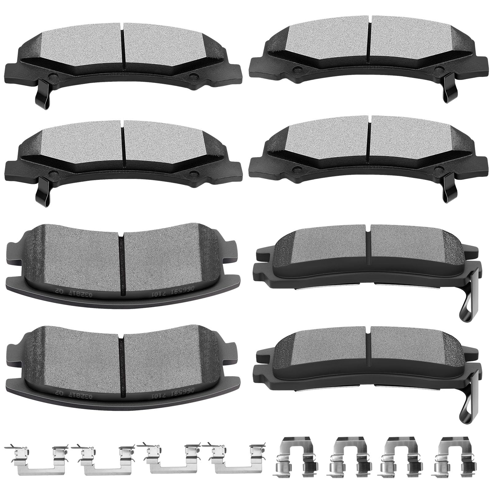 SCITOO D1159 D698 Front Rear Brake Pads Sets Fit For Chevy For Impala 06-10 | For Buick For Allure 2008-2009,For Buick For LaCrosse 2008-2009,For Chevy For Monte Carlo 2006-2007; Caramic 8PCS w/Hardware