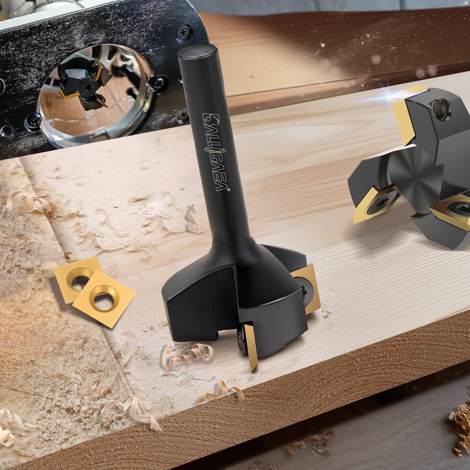 Fresa per fresa superiore 8 mm fusto – 35 mm di diametro – dotata di 3 lame intercambiabili in metallo duro 10,5 x 10,5 mm frese per legno