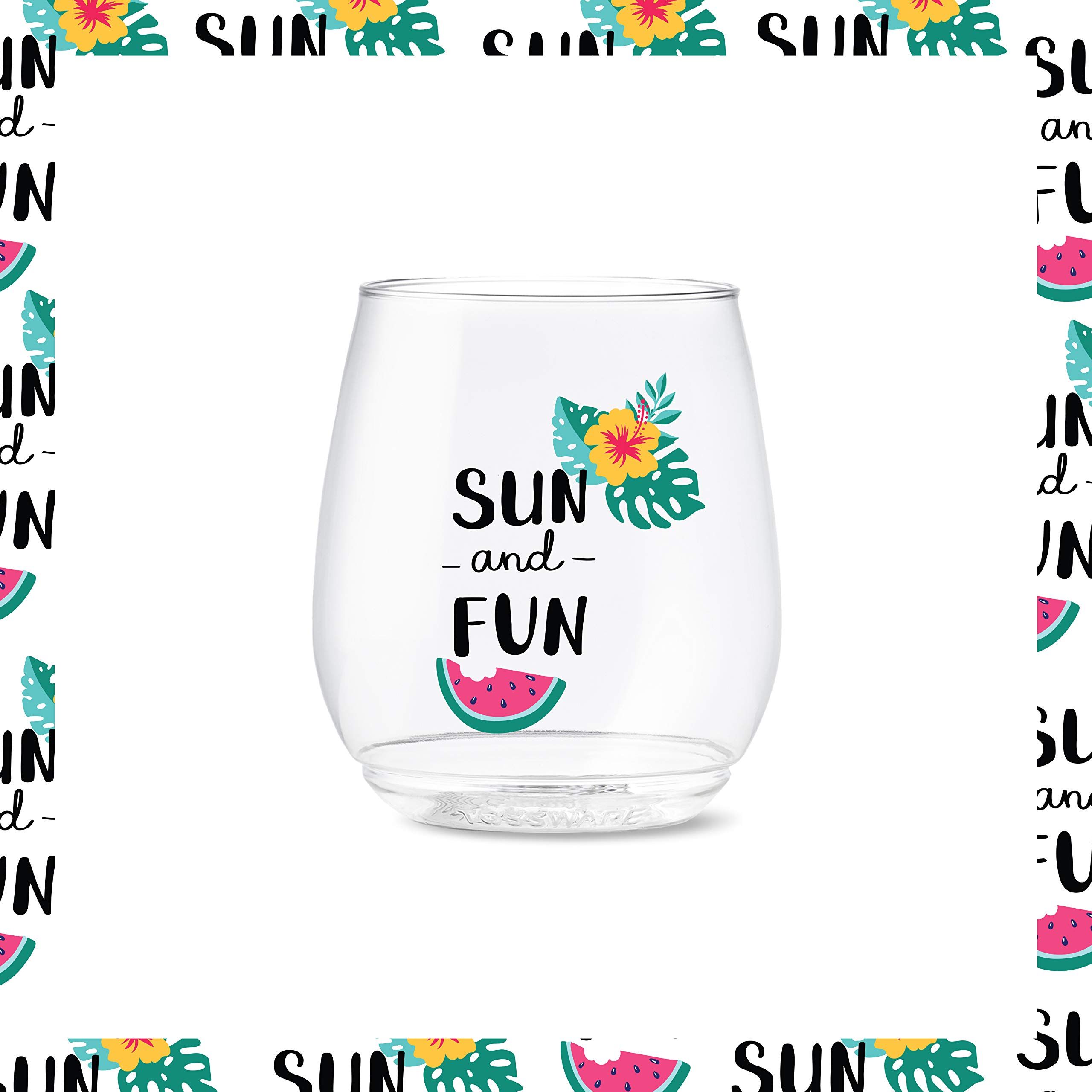 TOSSWARE POP Vino Summer Sips 1 Series - Juego de 6 copas de vino de plástico transparente, reciclables, irrompibles y de 397 ml