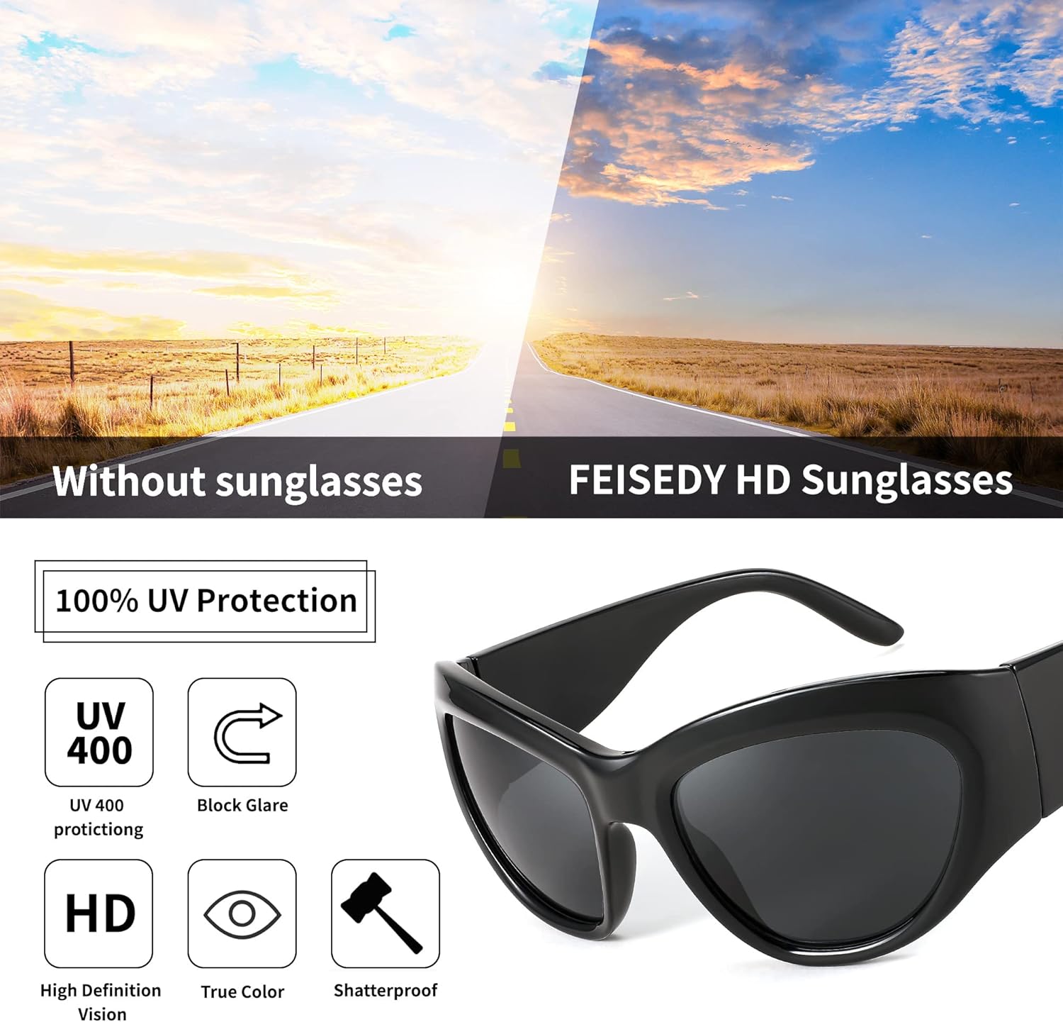FEISEDY Trendy Y2k Sunglasses Women Men Oversized Shield Sunglasses Fashion Wrap Around Futuristic Glasses B2359 - Image 5