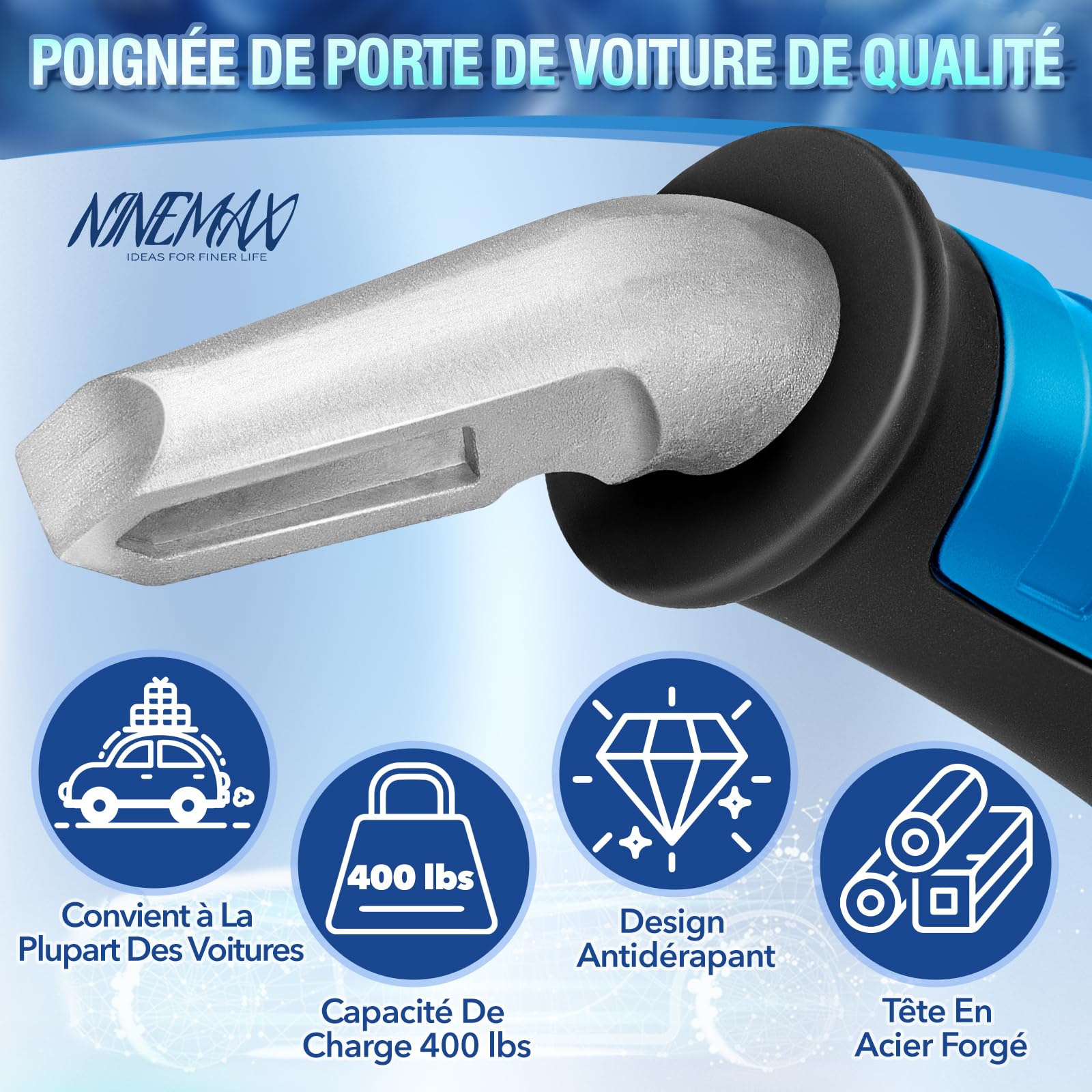 NINEMAX Poignée De Voiture pour Personnes Âgées,2Pc Poignet Voiture Aide | Stabilité Résistance Mobilité,Poignée Assistance pour Sortir De La Voiture Portable pour Handicap(Noir i Bleu)