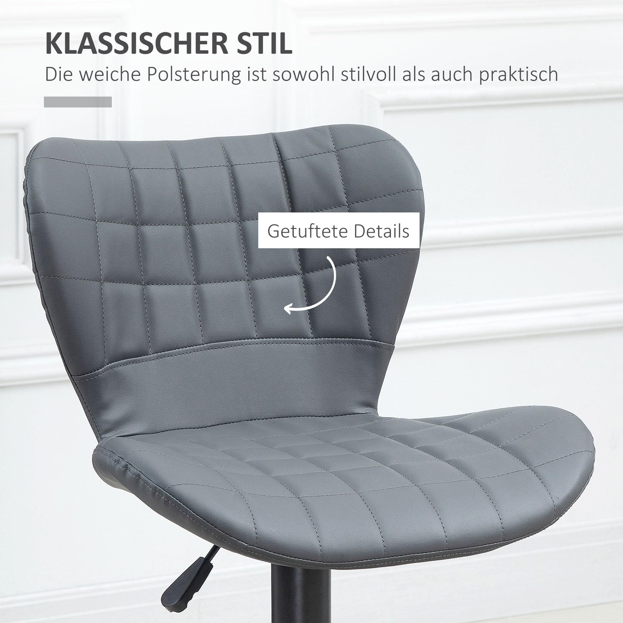 HOMCOM Barstoelen Set van 2 Hoogteverstelbaar en Draaibaar, 40 x 42 x