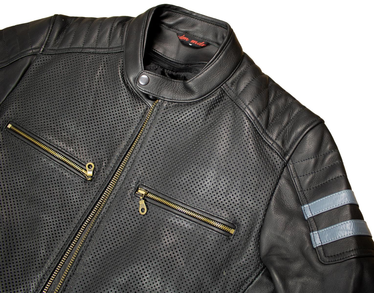 Perforierte Motorrad Lederjacke, aus Rindsleder, mit Protektoren