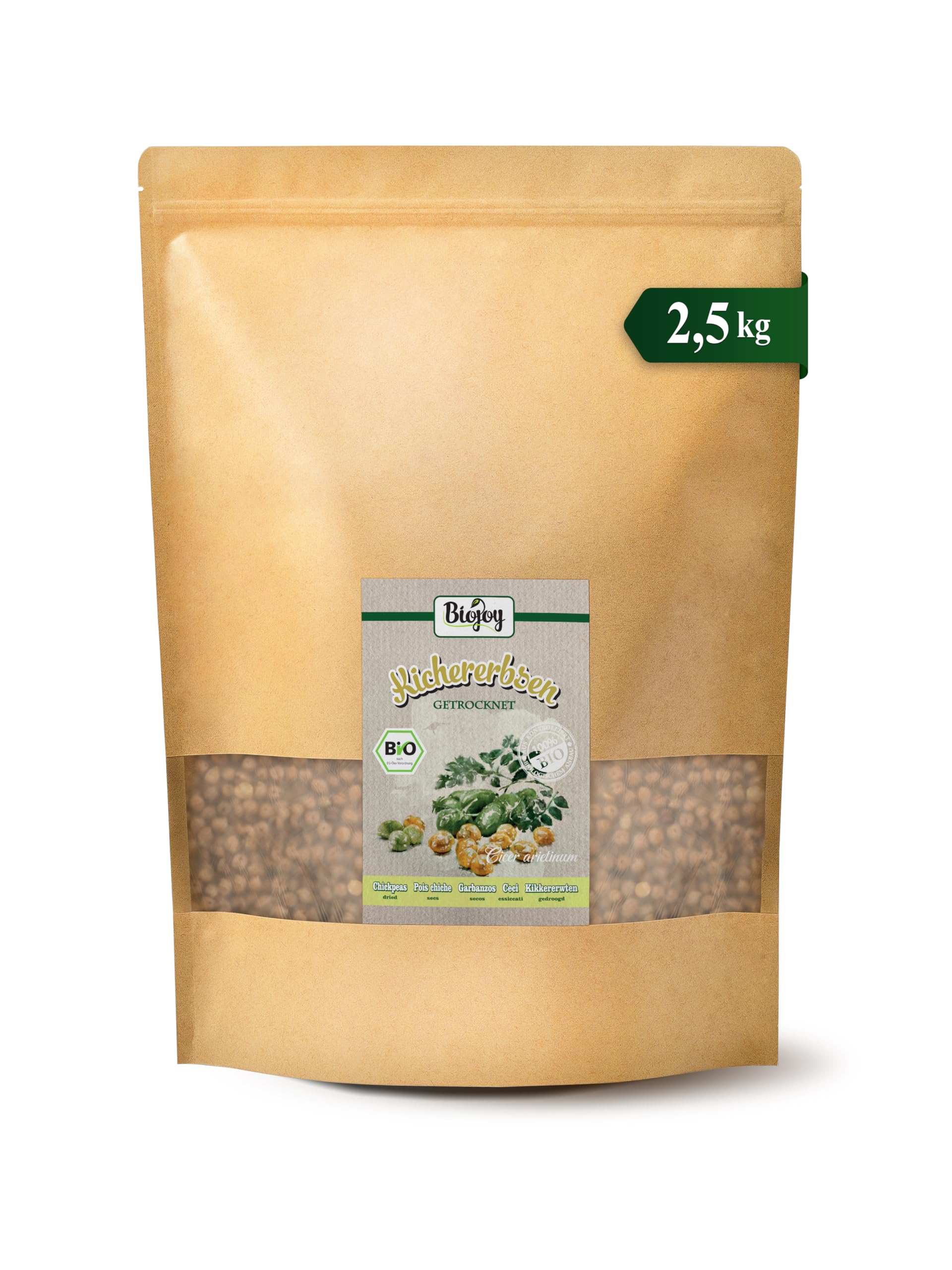 Biojoy Pois chiches BIO (2,5 kg), séchés et entiers, sans additifs