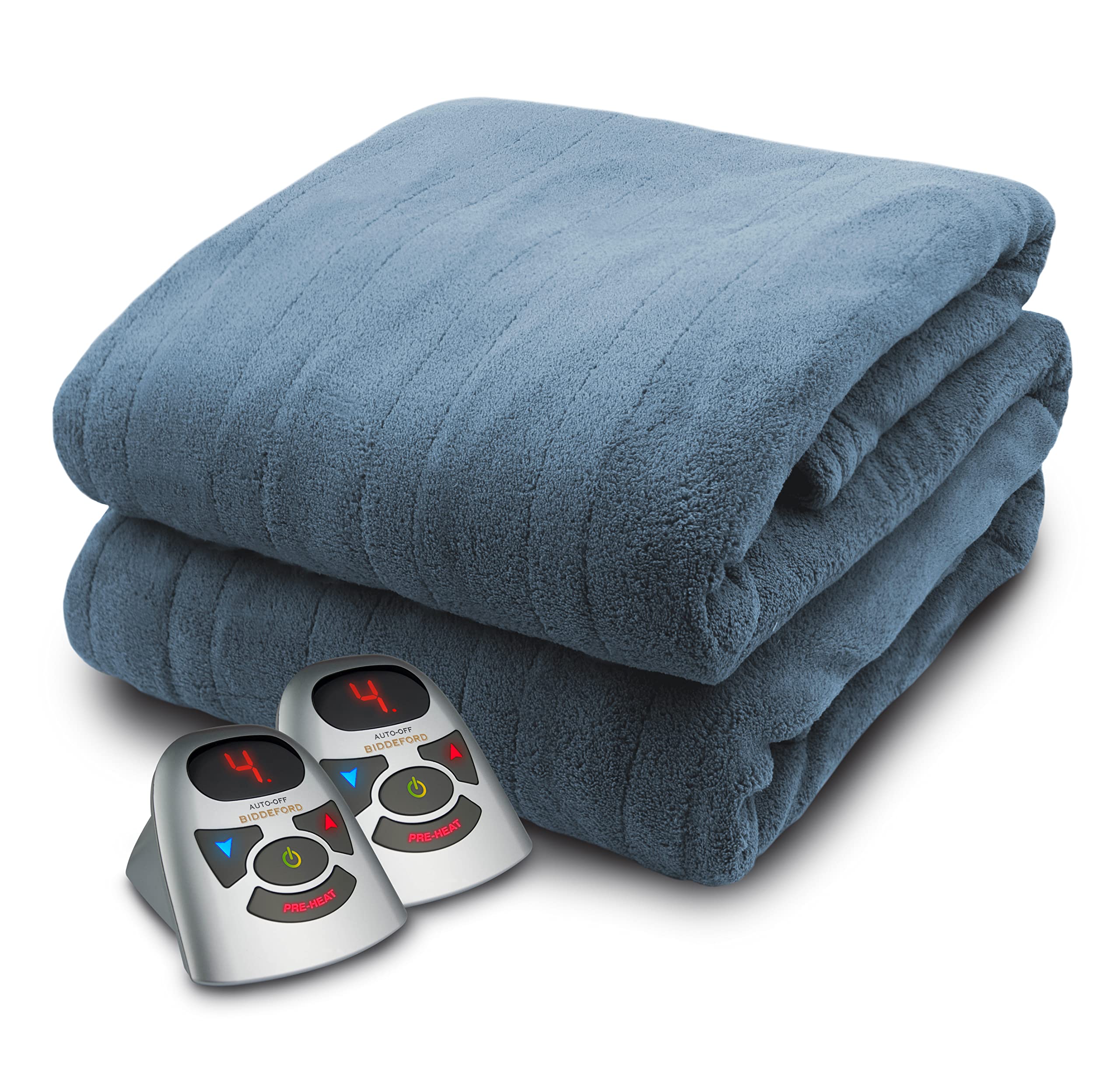 Biddeford BlanketsMicro Plush Electric Heated Blanket with Digital Controller, Queen, 180G Arrowhead Blue