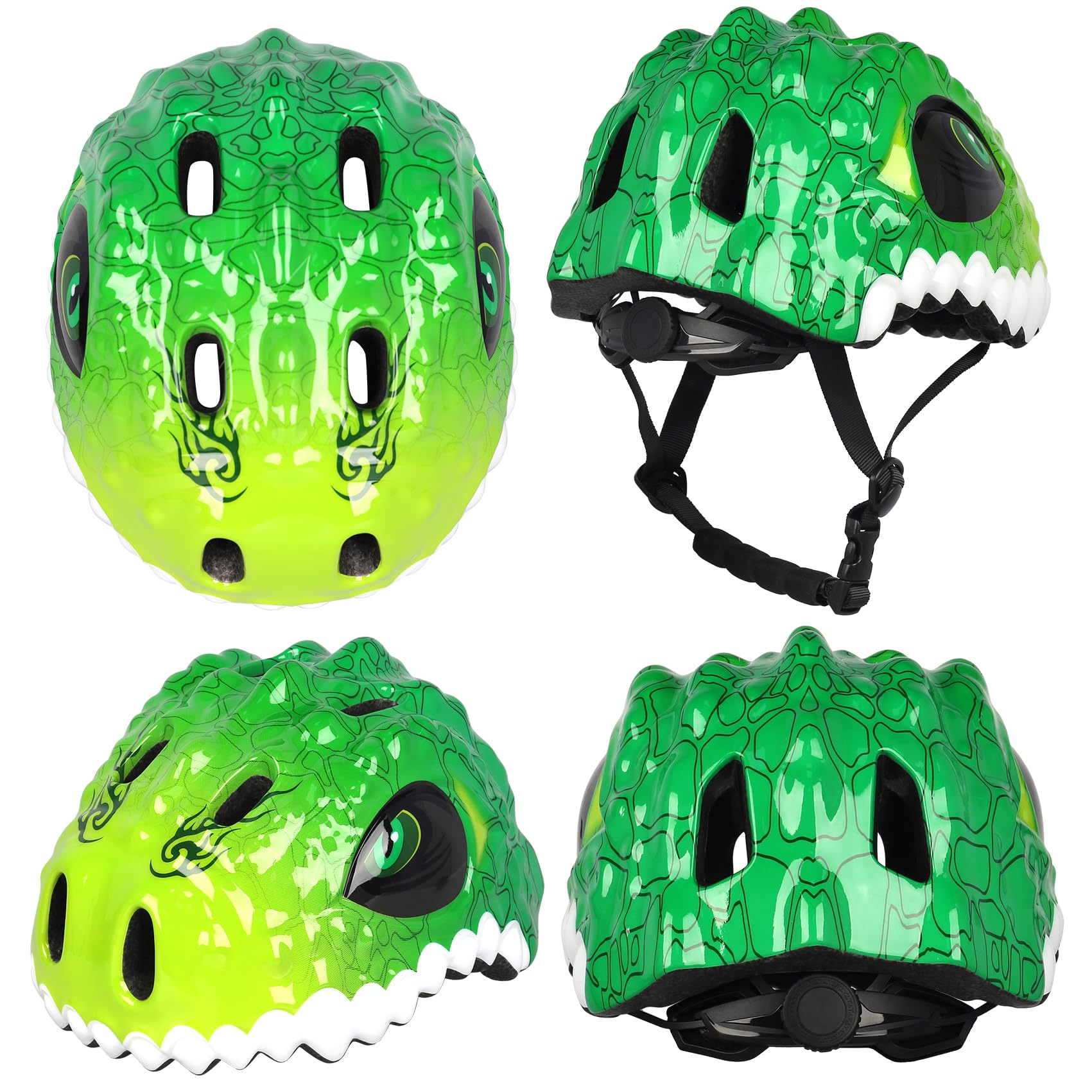 Kask rowerowy dla małych dzieci, kask dinozaura 3D, dla chłopców, dziewcząt, niemowląt, dzieci w wieku 1, 2, 3, 4, 5, 6, 7, 8 lat, lekki, regulowany, wielofunkcyjny, sportowy, hulajnoga, deskorolka